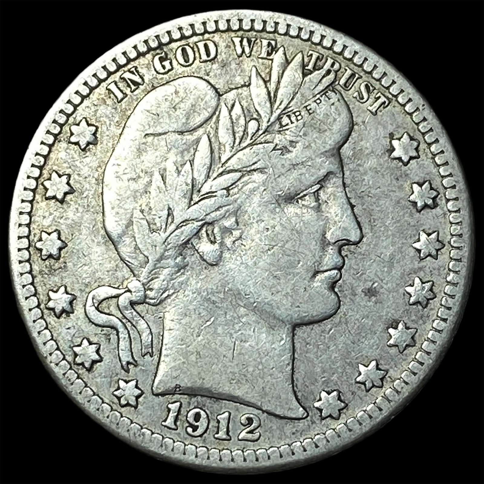 1912-S Silver Barber Quarter LIGHTLY CIRCULATED: 1912-S Silver Barber Quarter LIGHTLY CIRCULATED