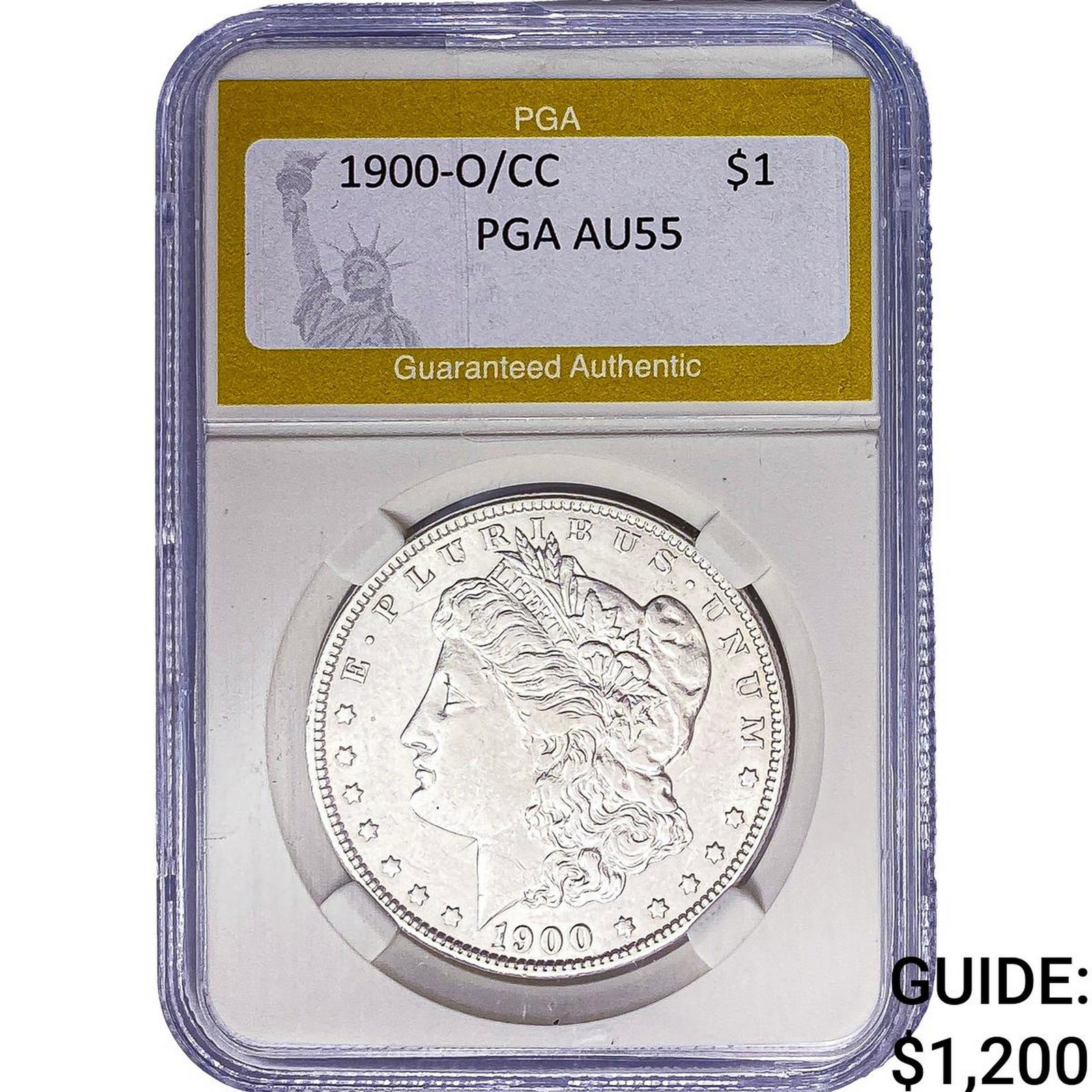 1900-O/CC Morgan Silver Dollar PGA AU55: 1900-O/CC Morgan Silver Dollar PGA AU55