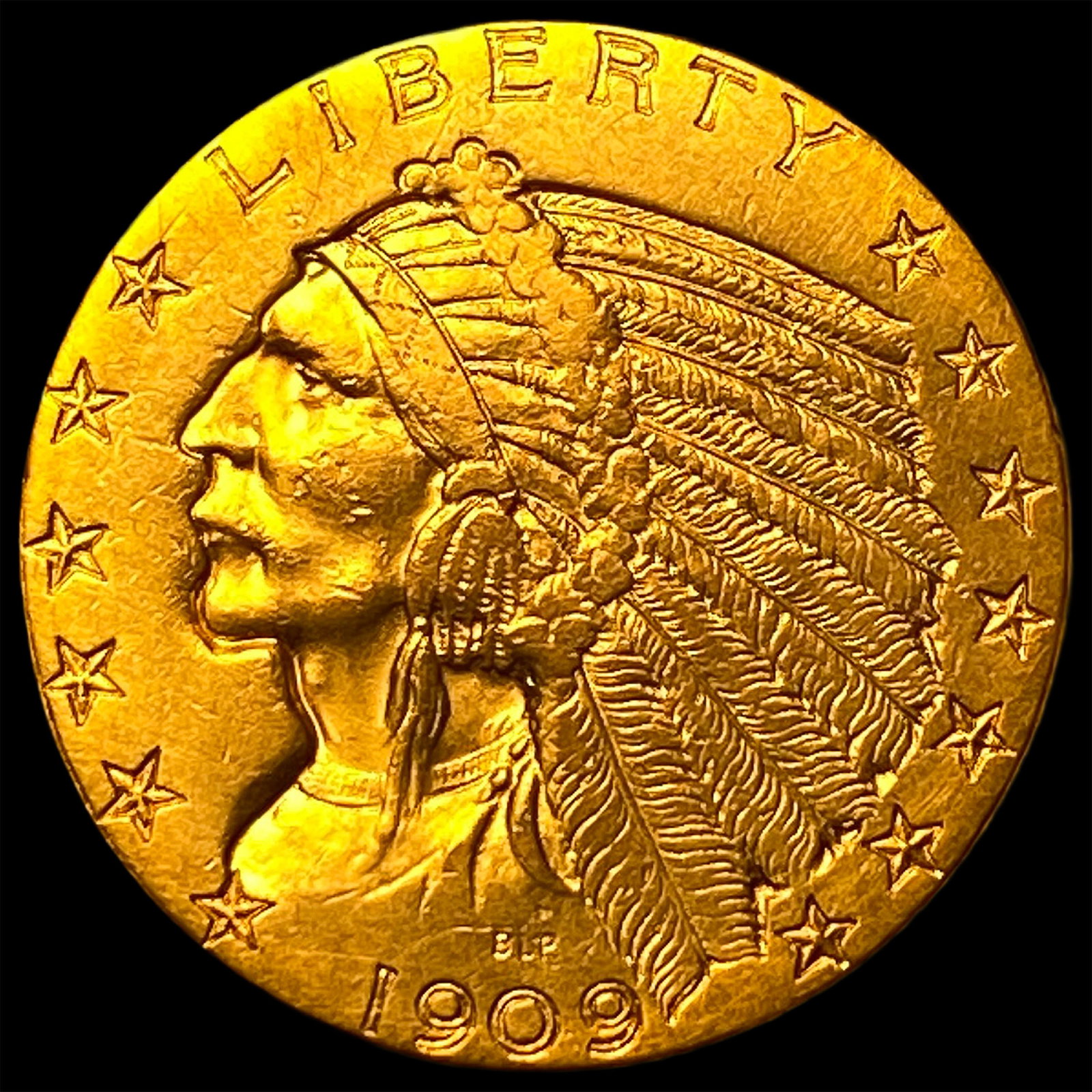 1909 Indian Head Gold Half Eagle $5 CLOSELY UNCIRCULATED: 1909 Indian Head Gold Half Eagle $5 CLOSELY UNCIRCULATED