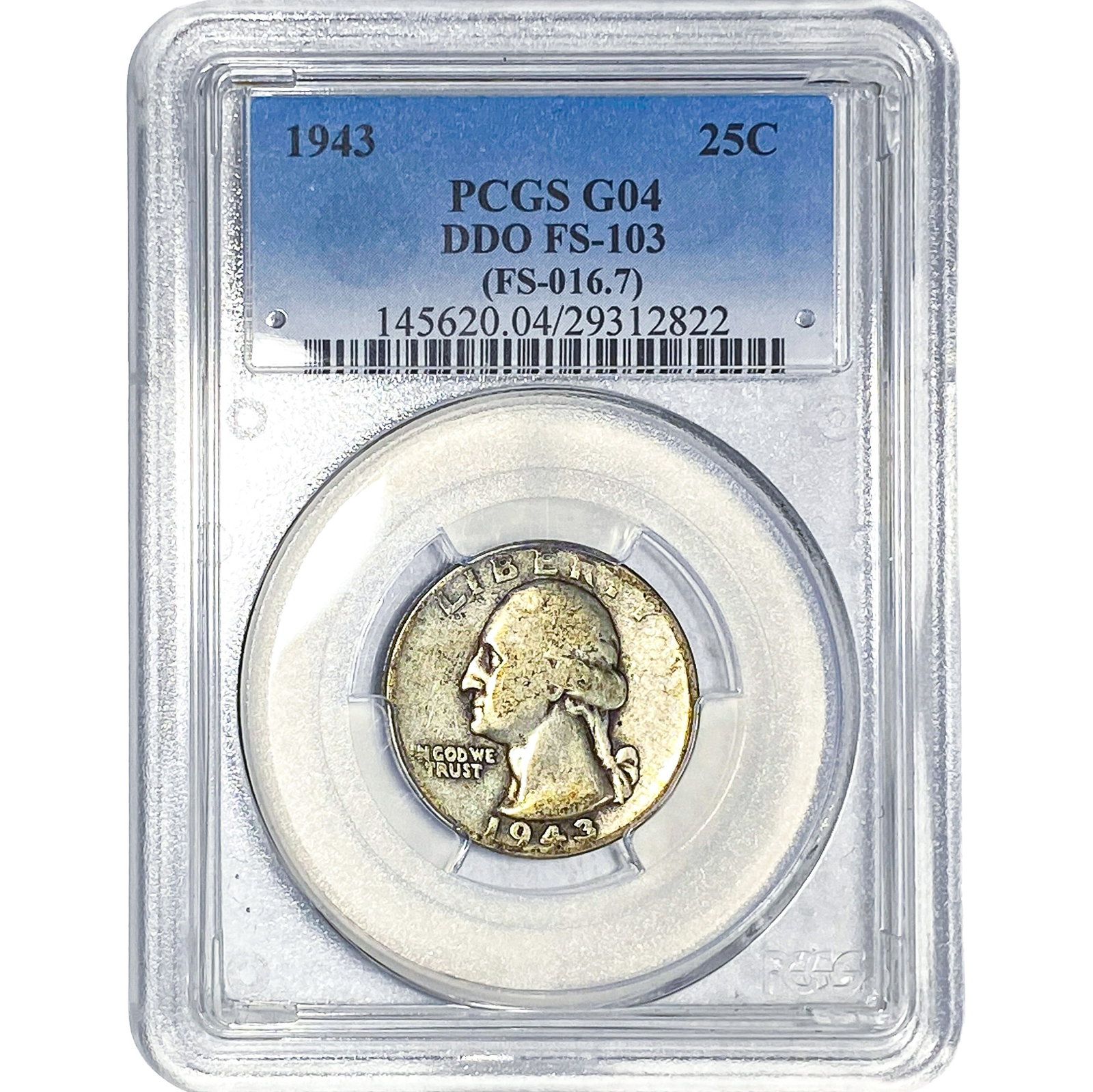 1943 Washington Silver Quarter PCGS G04: 1943 Washington Silver Quarter PCGS G04