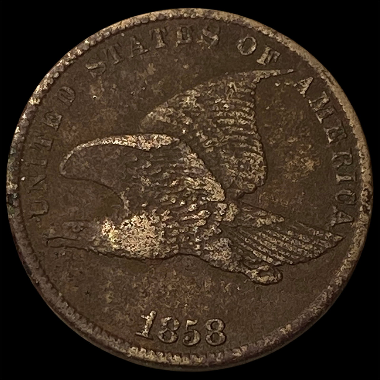 1858 Copper-Nickel Flying Eagle Cent ABOUT UNCIRCULATED: 1858 Copper-Nickel Flying Eagle Cent ABOUT UNCIRCULATED