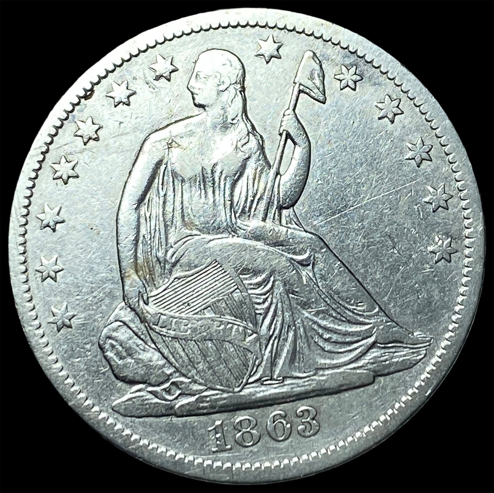 1863-S Silver Half Dollar NEARLY UNCIRCULATED: 1863-S Silver Half Dollar NEARLY UNCIRCULATED