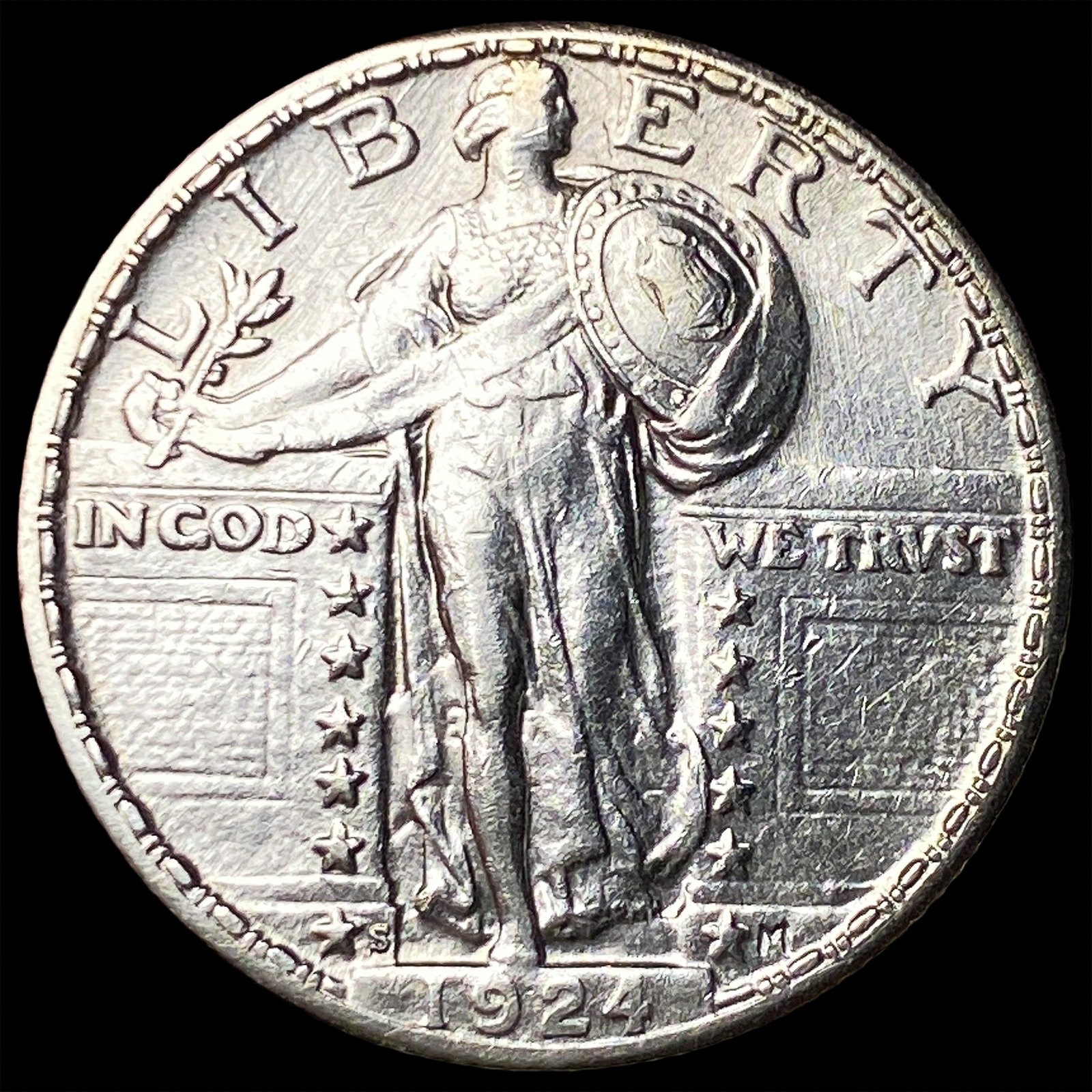 1924-S Silver Standing Liberty Quarter CLOSELY UNCIRCULATED: 1924-S Silver Standing Liberty Quarter CLOSELY UNCIRCULATED