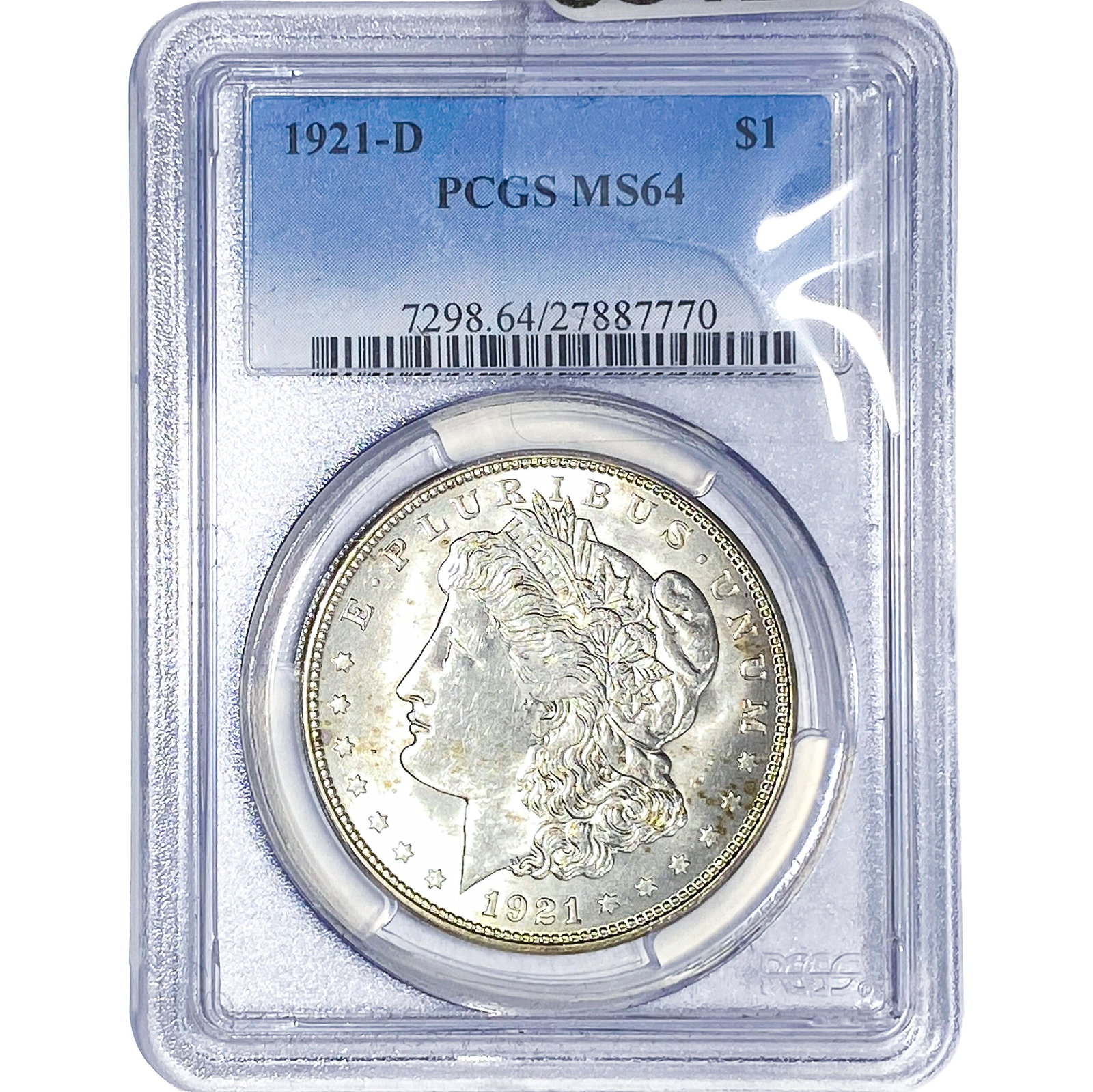 1921-D Morgan Silver Dollar PCGS MS64: 1921-D Morgan Silver Dollar PCGS MS64