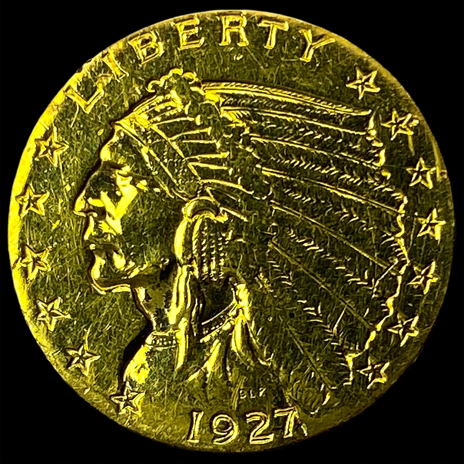 1927 Indian Head Gold $2.50 Quarter Eagle CLOSELY UNCIRCULATED: 1927 Indian Head Gold $2.50 Quarter Eagle CLOSELY UNCIRCULATED
