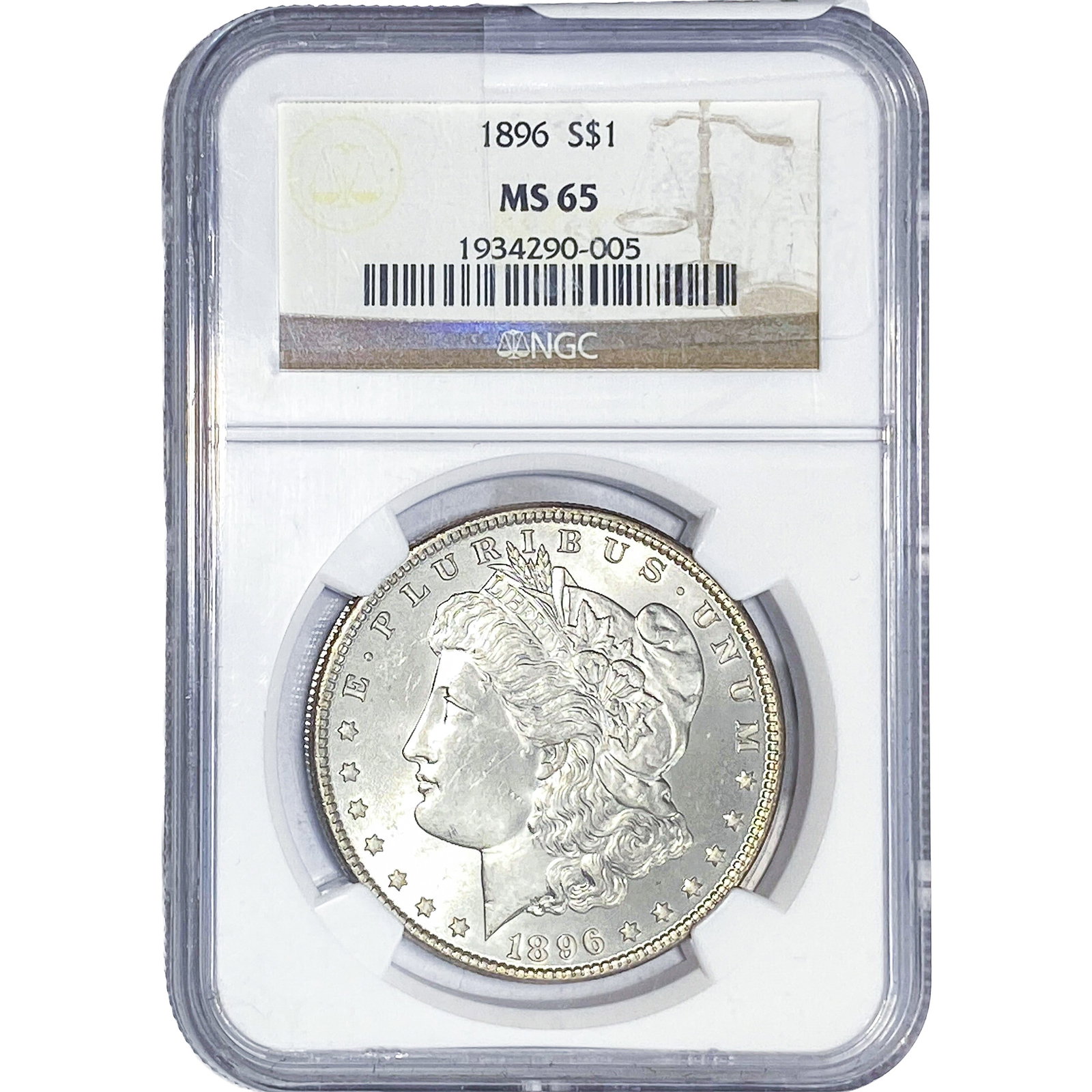 1896 Morgan Silver Dollar NGC MS65: 1896 Morgan Silver Dollar NGC MS65