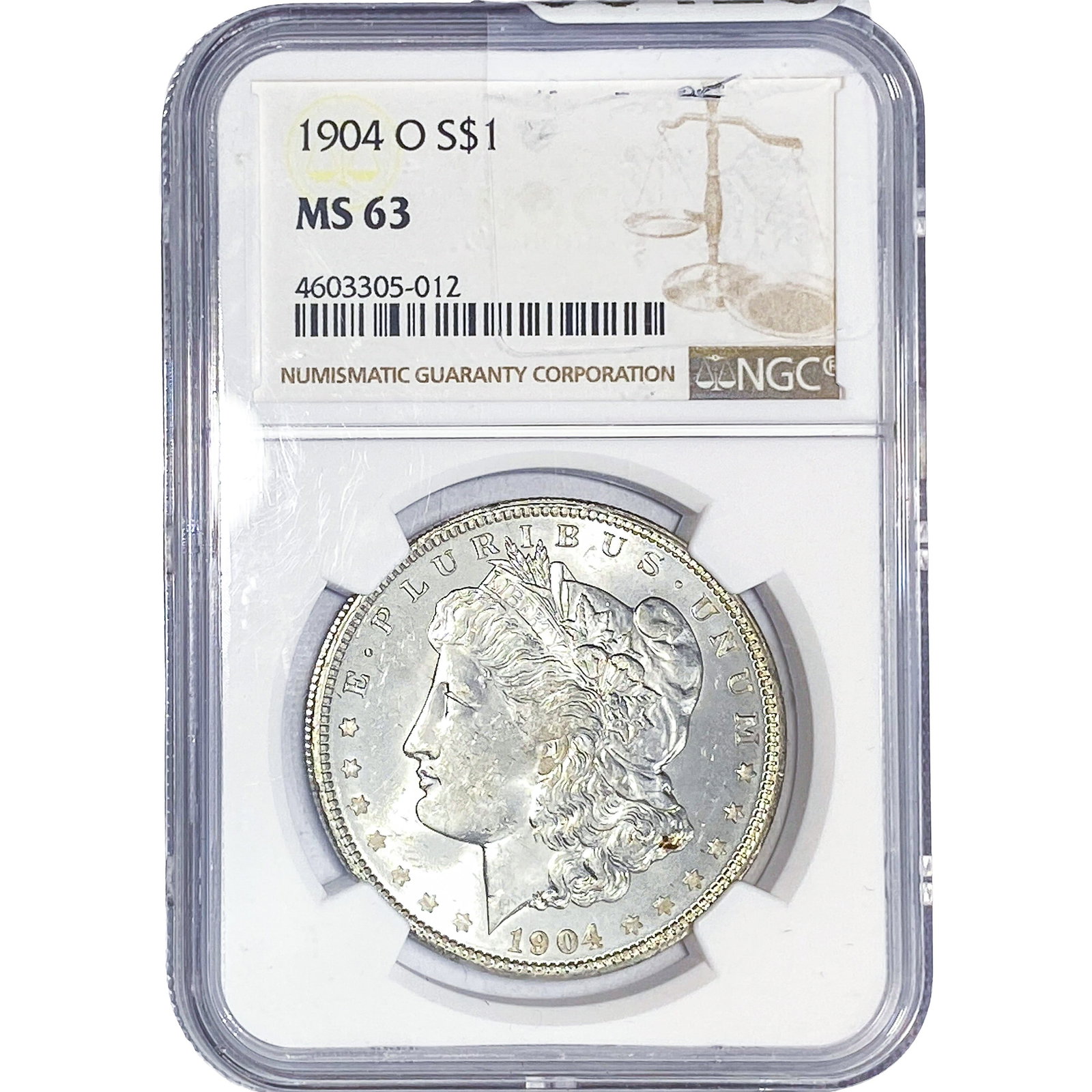 1904-O Morgan Silver Dollar NGC MS63: 1904-O Morgan Silver Dollar NGC MS63