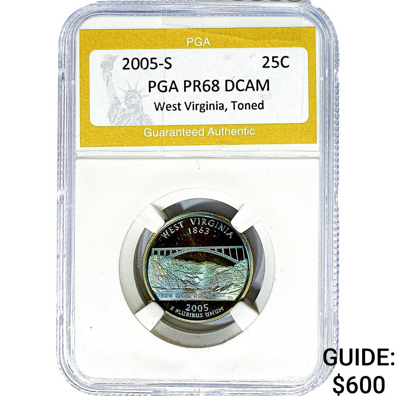 2005-S West Virginia Quarter PGA PR68 DCAM Toned (1 of 2)