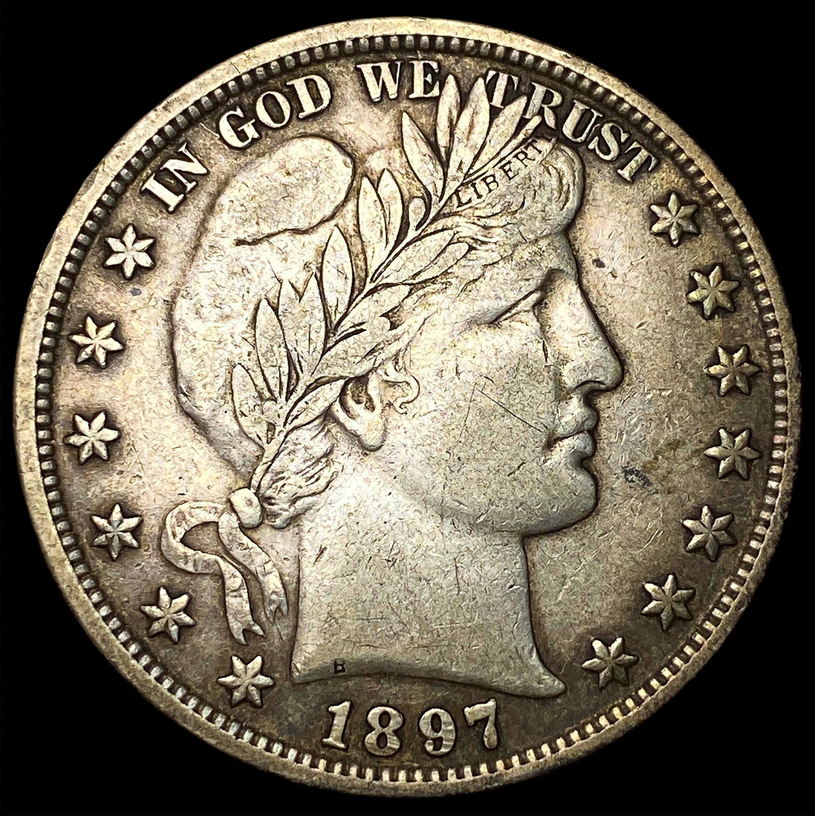 1897 Silver Half Dollar (Barber) NEARLY UNCIRCULATED: 1897 Silver Half Dollar (Barber) NEARLY UNCIRCULATED