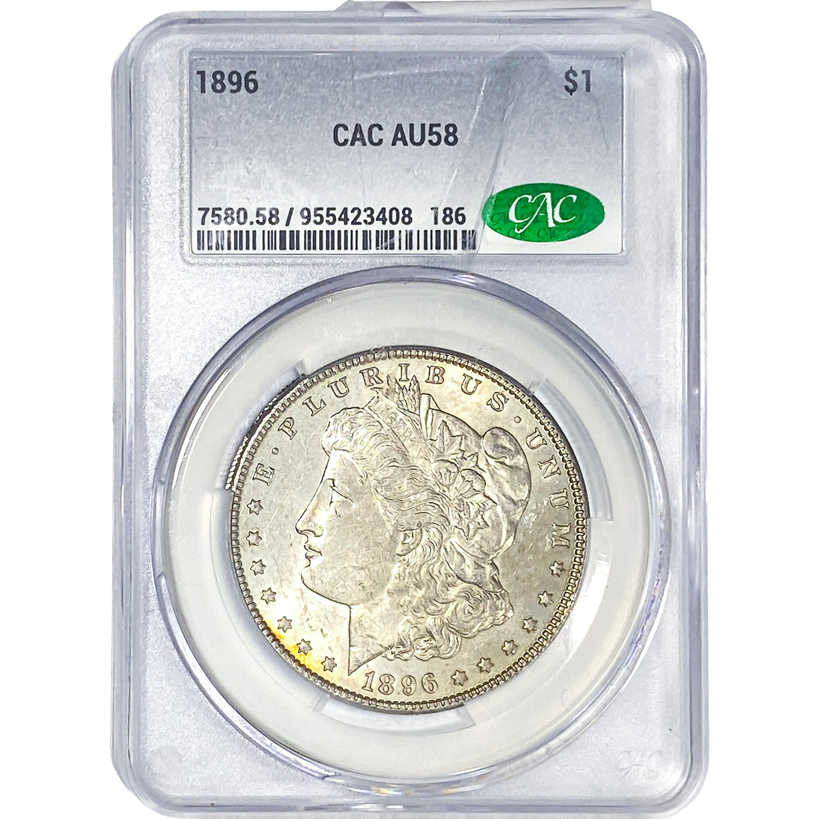 1896 Morgan Silver Dollar CAC AU58: 1896 Morgan Silver Dollar CAC AU58