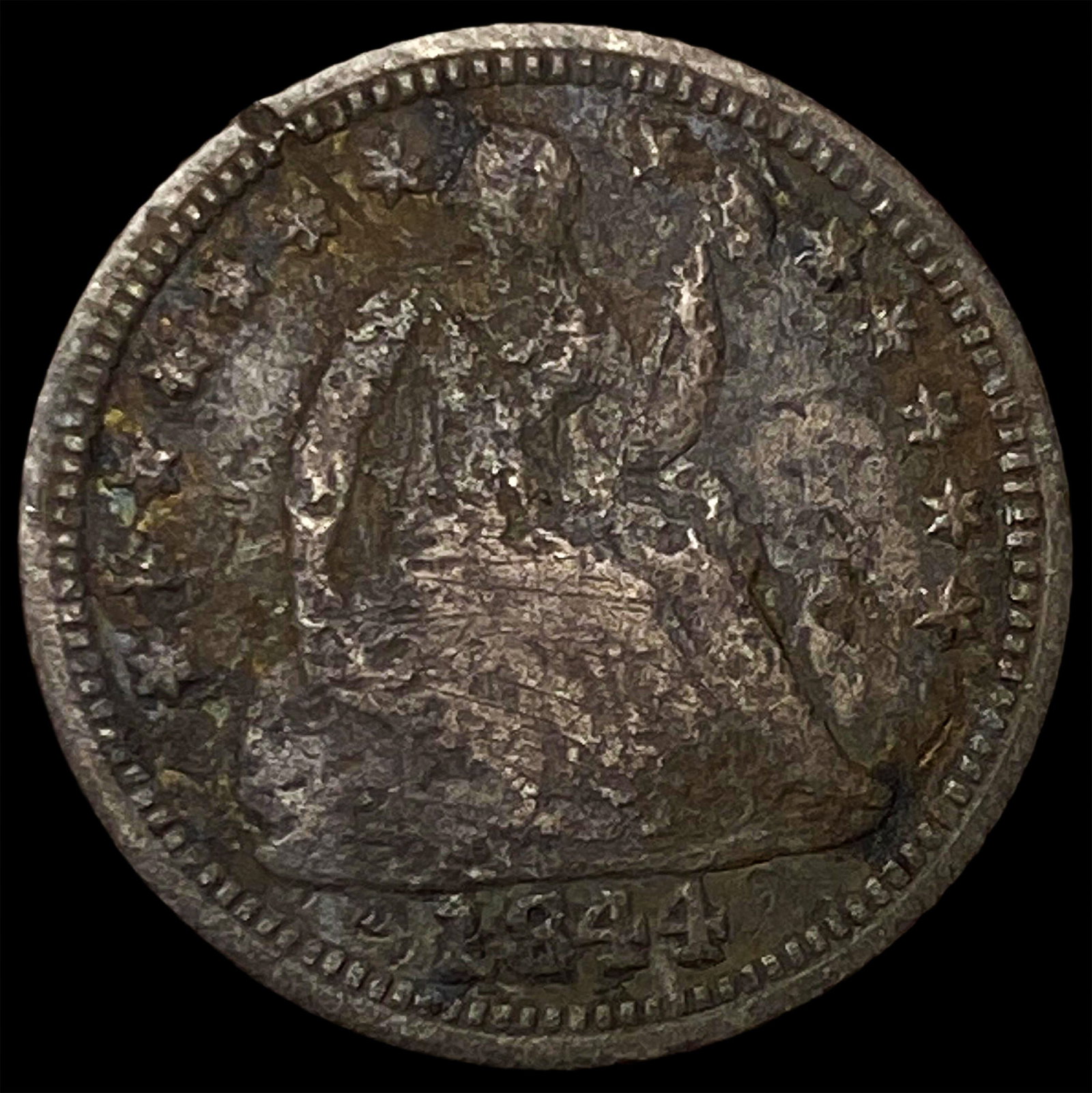 1844-O Silver Seated Liberty Half Dime NICELY CIRCULATED: 1844-O Silver Seated Liberty Half Dime NICELY CIRCULATED