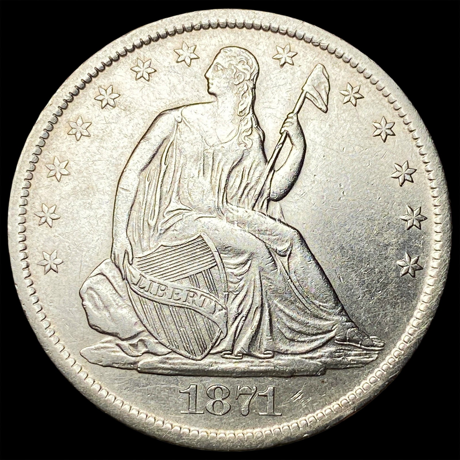 1871-S Silver Half Dollar CLOSELY UNCIRCULATED: 1871-S Silver Half Dollar CLOSELY UNCIRCULATED