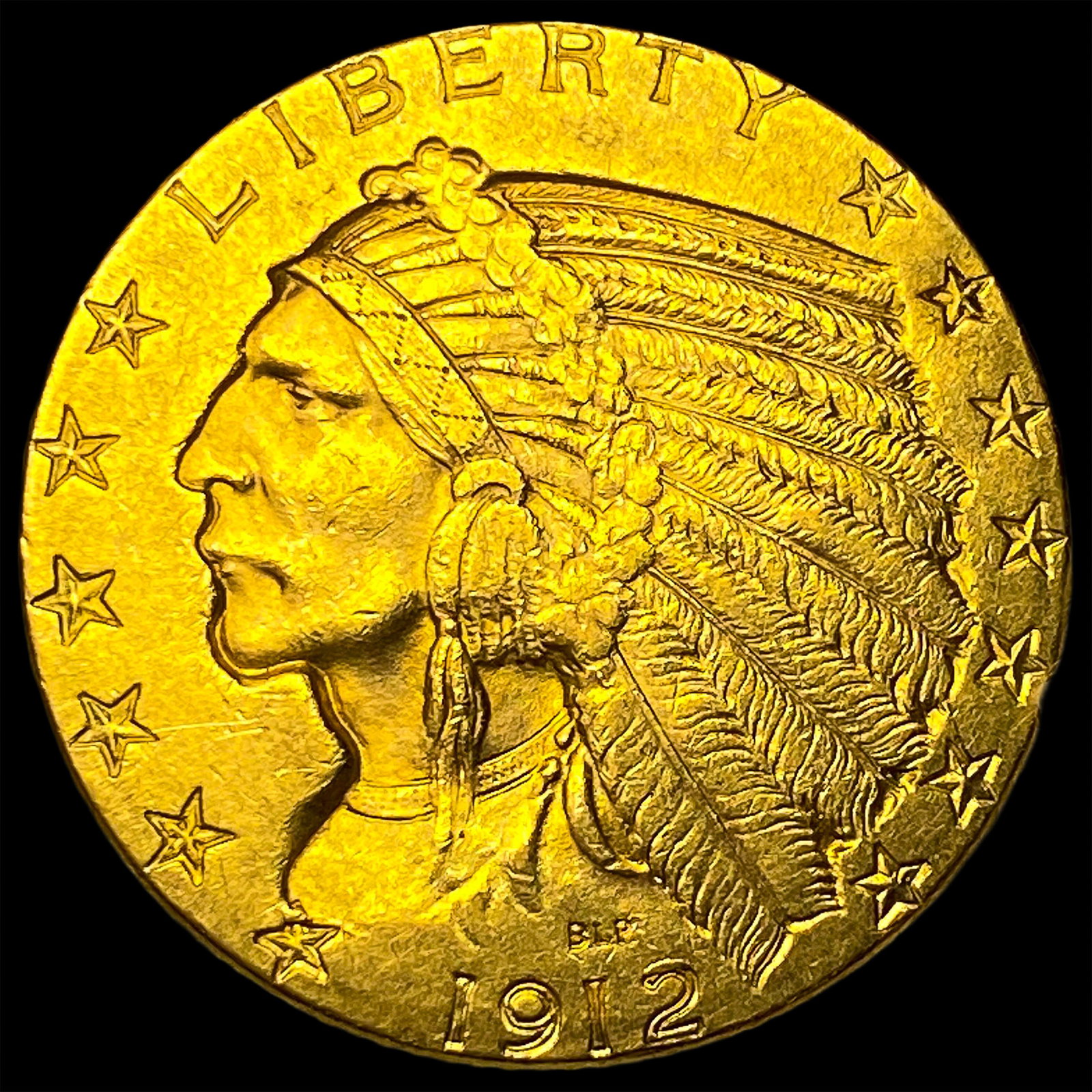 1912 Indian Head Half Eagle $5 Gold CLOSELY UNCIRCULATED: 1912 Indian Head Half Eagle $5 Gold CLOSELY UNCIRCULATED