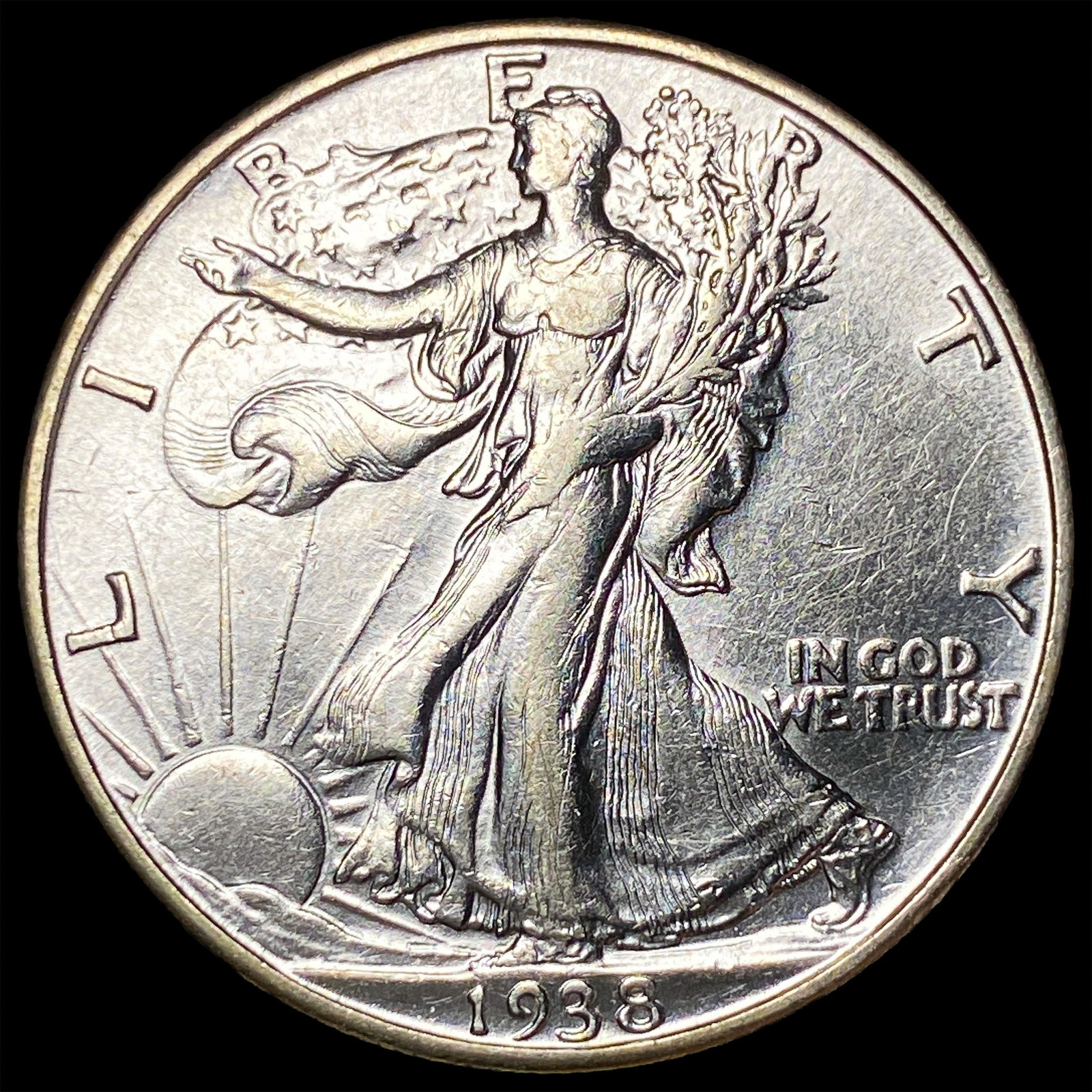1938-D Silver Half Dollar Walking Liberty CLOSELY UNCIRCULATED: 1938-D Silver Half Dollar Walking Liberty CLOSELY UNCIRCULATED
