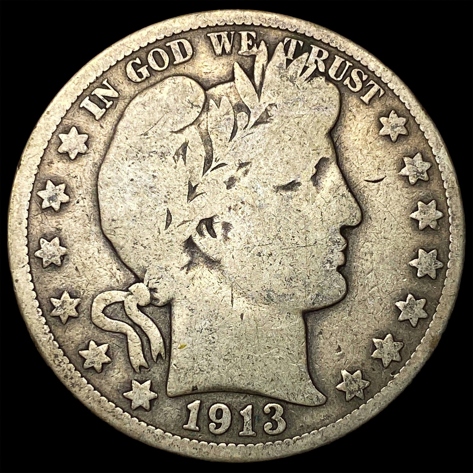 1913 Silver Half Dollar Barber NEARLY UNCIRCULATED: 1913 Silver Half Dollar Barber NEARLY UNCIRCULATED