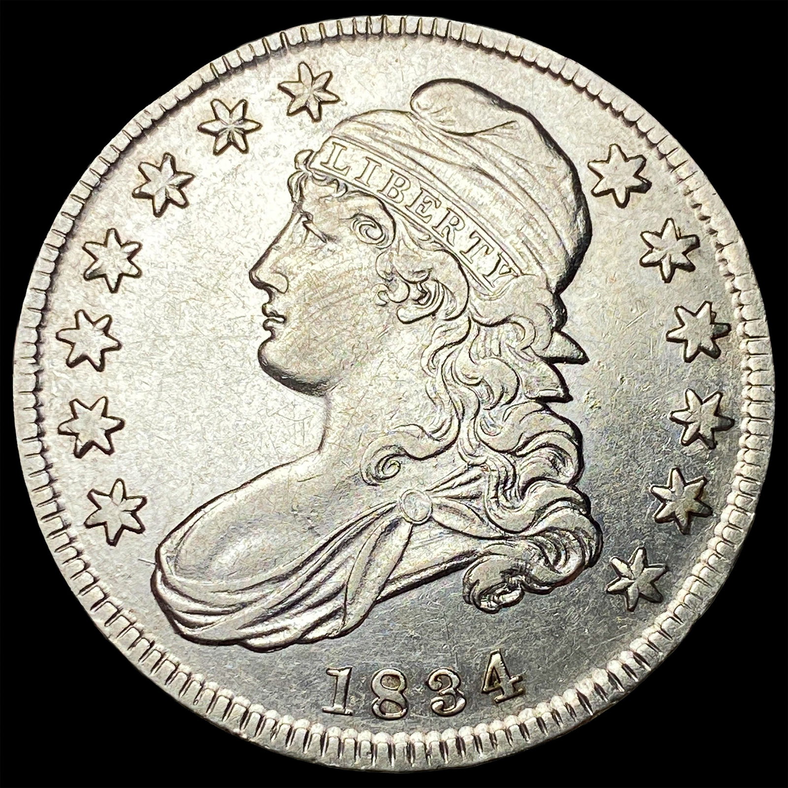 1834 Capped Bust Half Dollar CLOSELY UNCIRCULATED: 1834 Capped Bust Half Dollar CLOSELY UNCIRCULATED