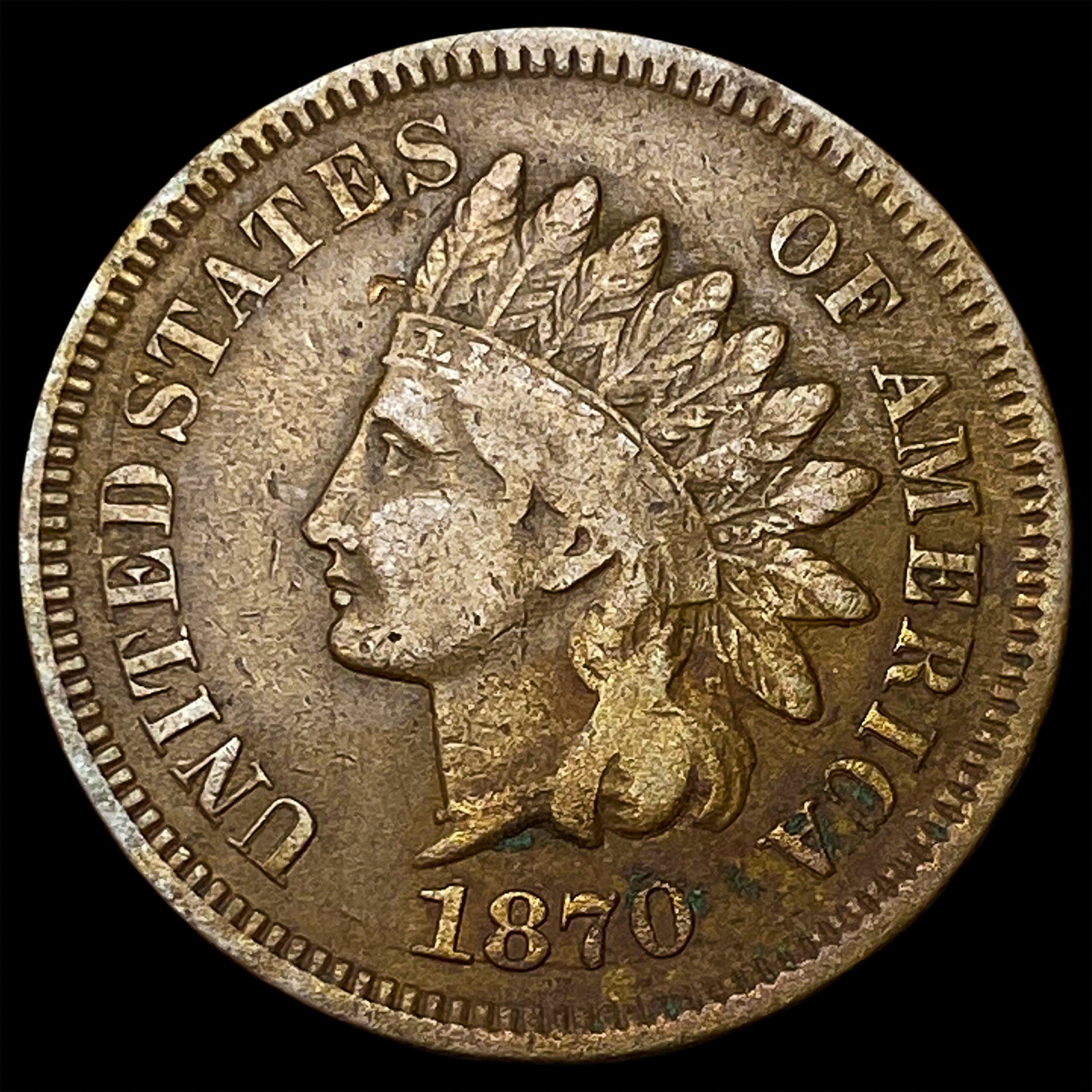 1870 Indian Head Cent ABOUT UNCIRCULATED: 1870 Indian Head Cent ABOUT UNCIRCULATED