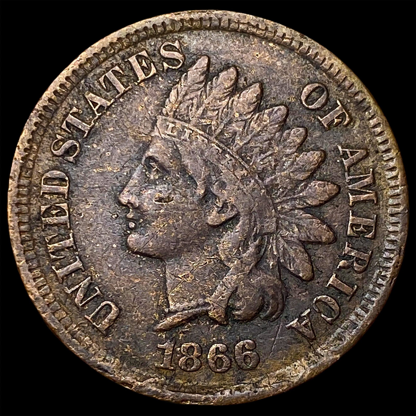 1866 Indian Head Cent ABOUT UNCIRCULATED: 1866 Indian Head Cent ABOUT UNCIRCULATED