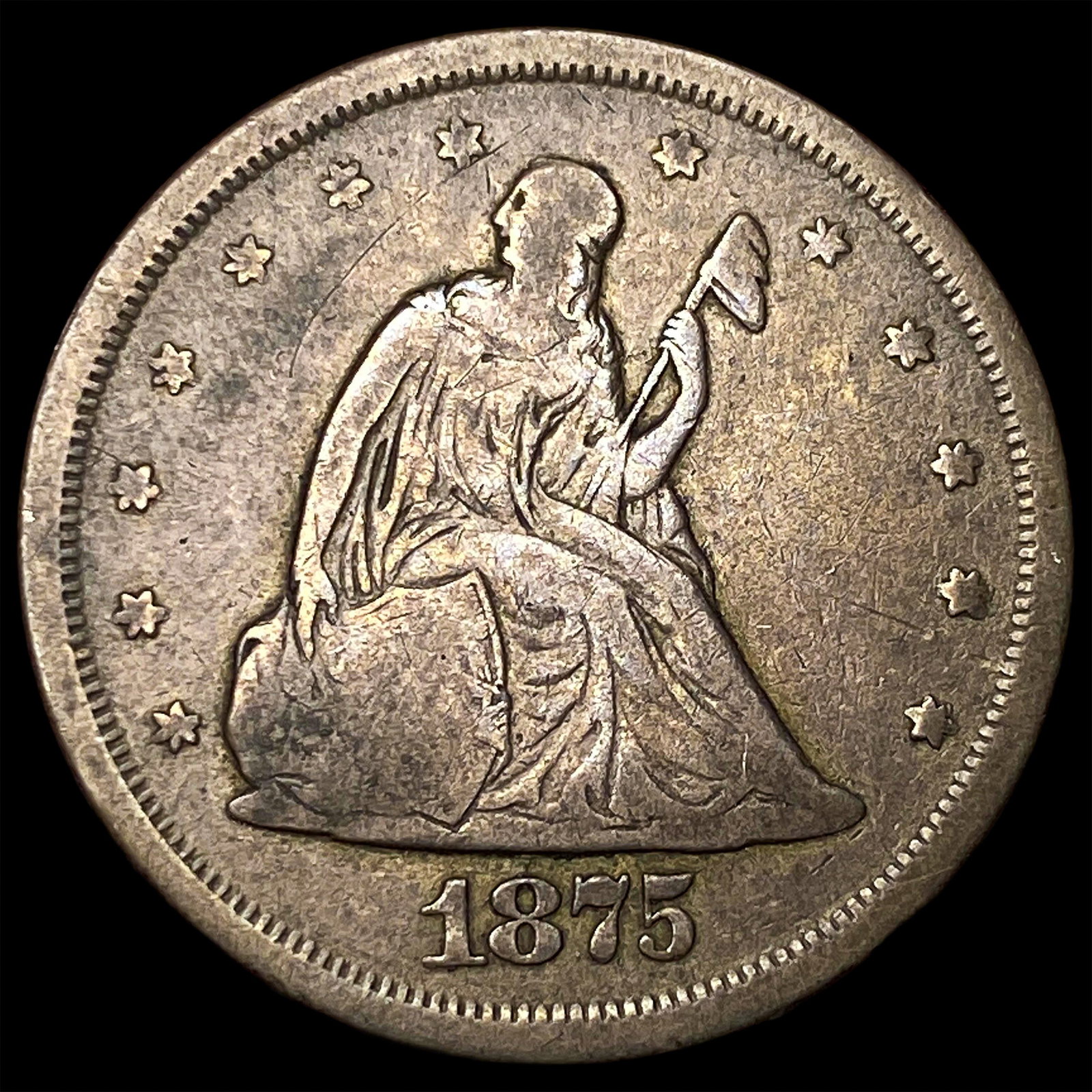 1875-S Silver Twenty Cent Piece LIGHTLY CIRCULATED: 1875-S Silver Twenty Cent Piece LIGHTLY CIRCULATED