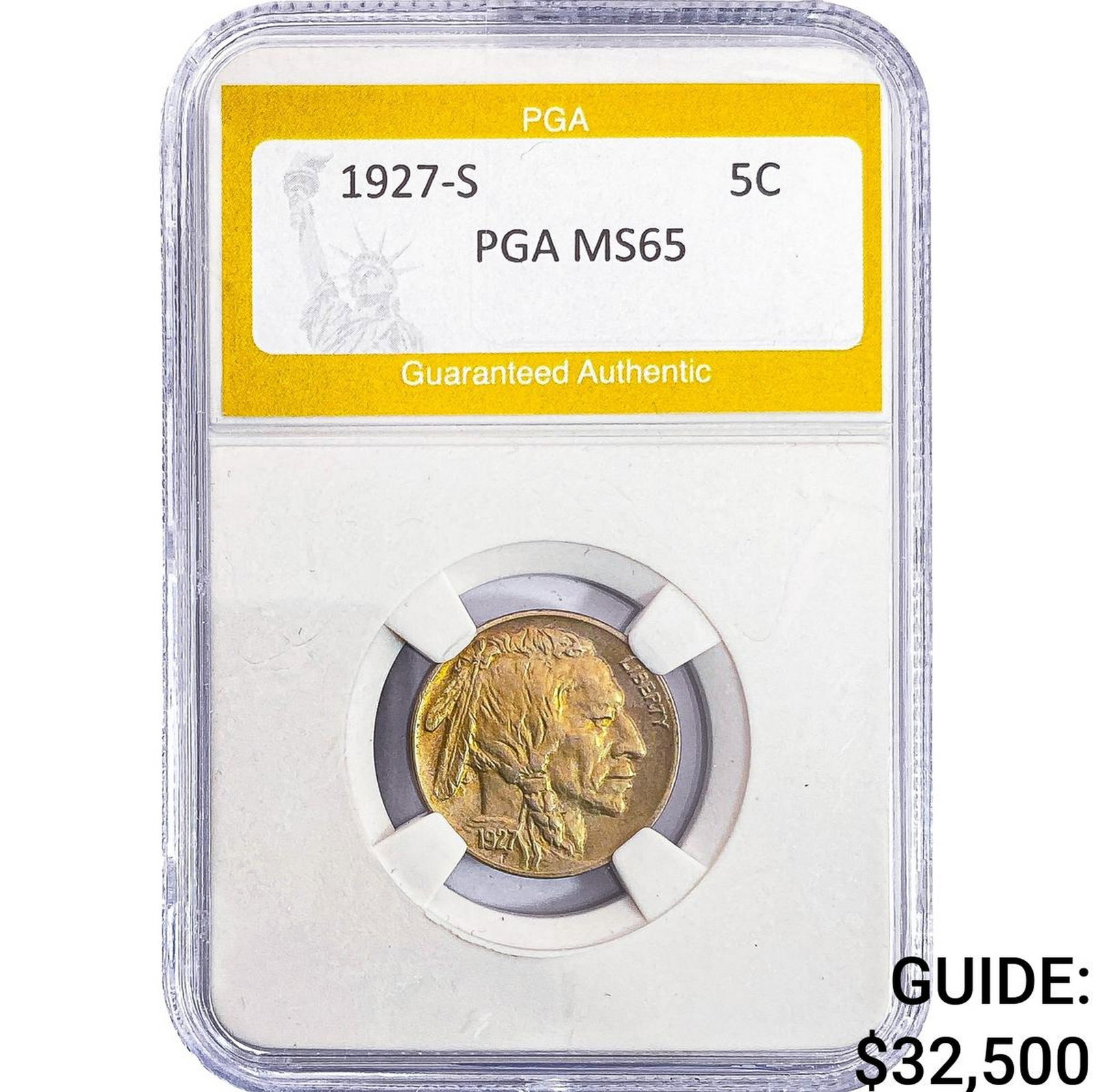 1927-S Buffalo Nickel PGA MS65: 1927-S Buffalo Nickel PGA MS65