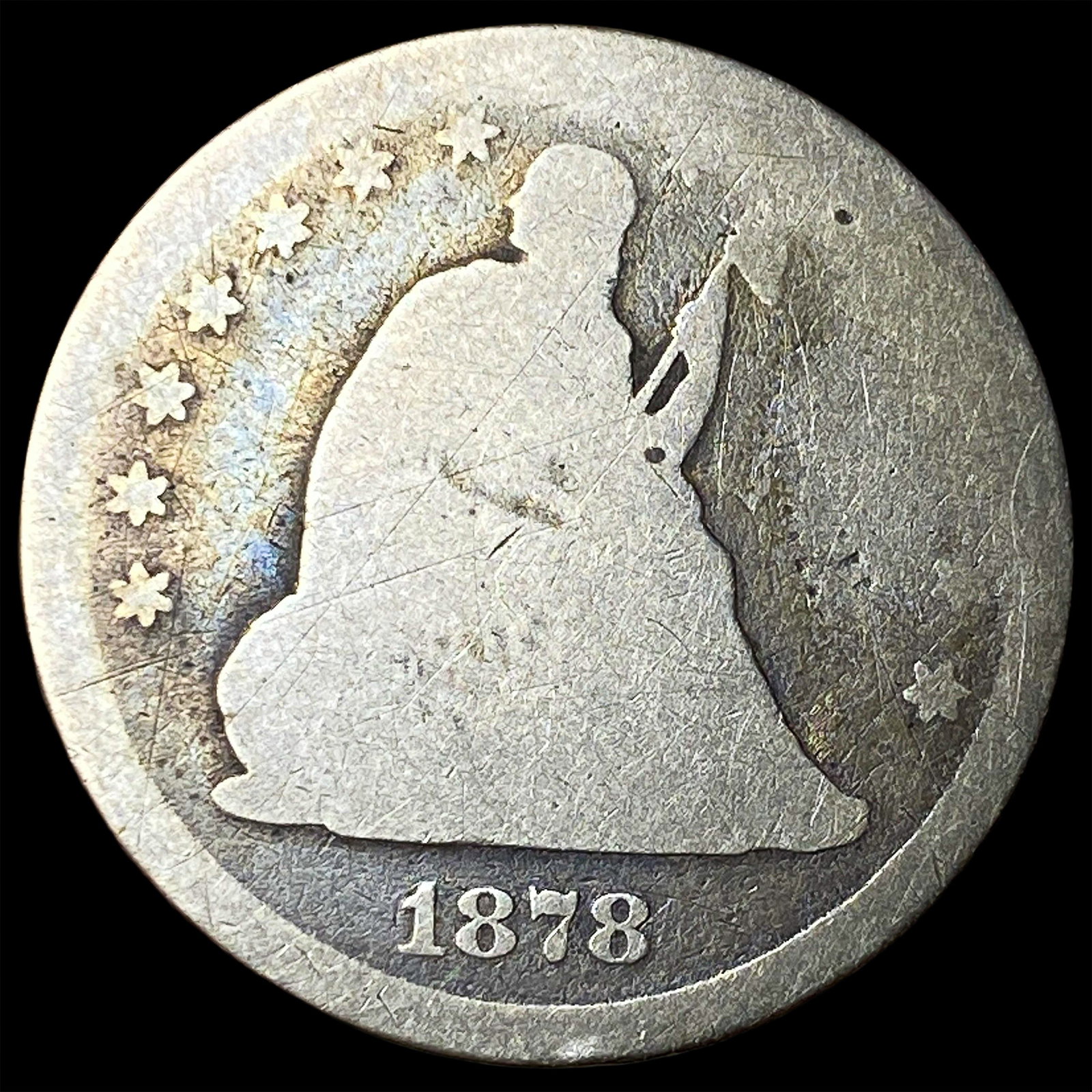 1878-CC Silver Seated Liberty Quarter NICELY CIRCULATED: 1878-CC Silver Seated Liberty Quarter NICELY CIRCULATED