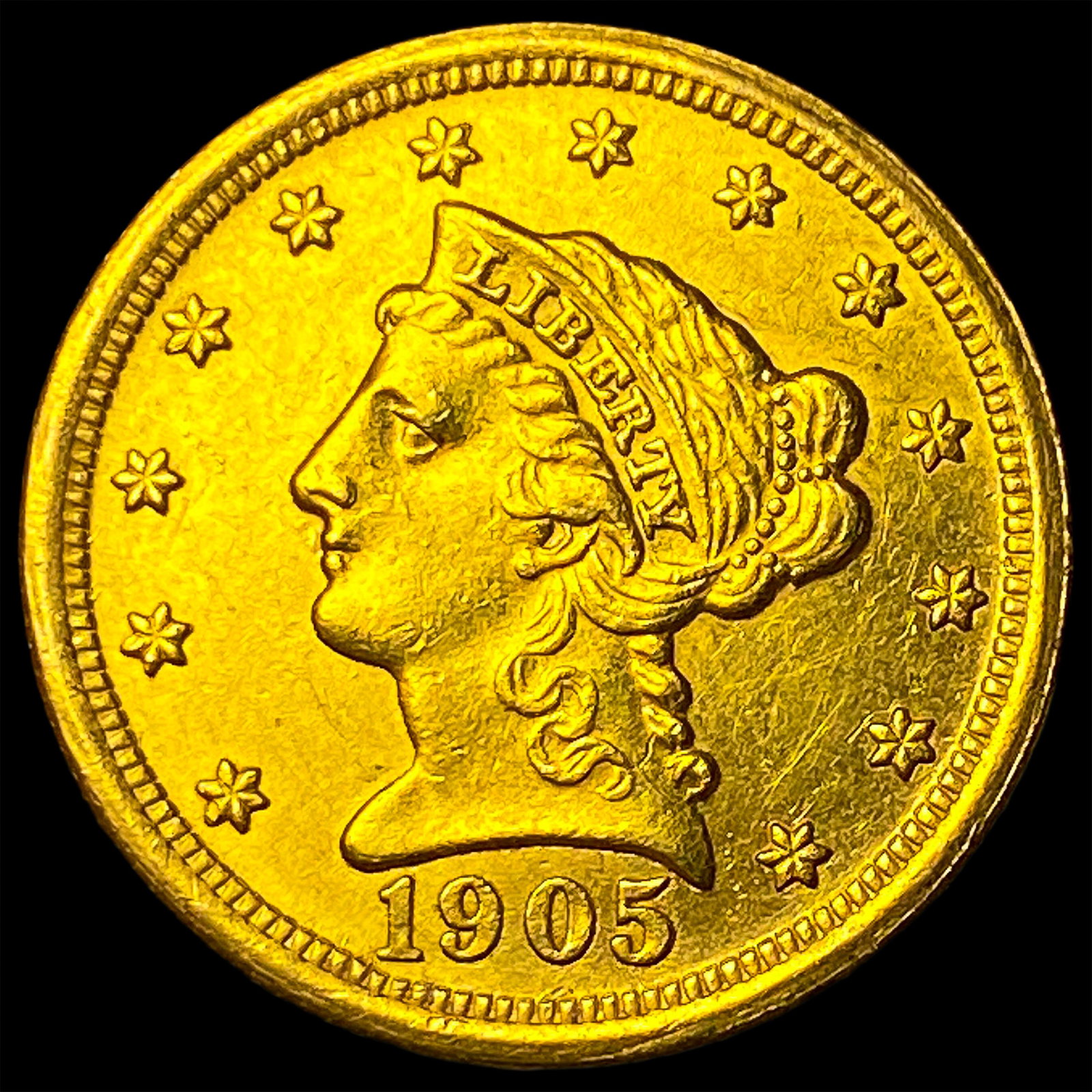 1905 Liberty Head Gold Quarter Eagle $2.50 CLOSELY UNCIRCULATED: 1905 Liberty Head Gold Quarter Eagle $2.50 CLOSELY UNCIRCULATED