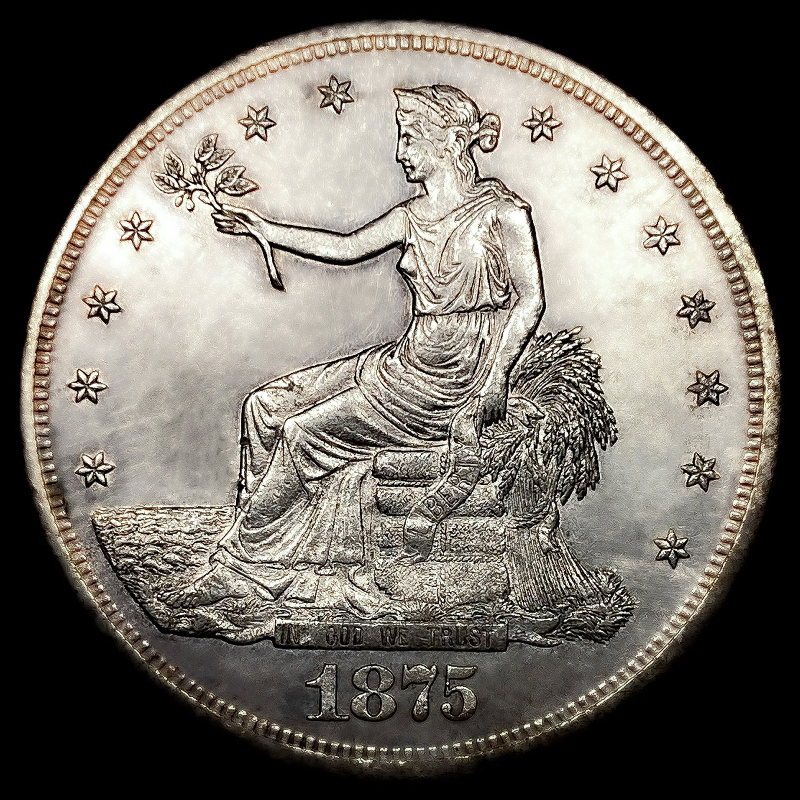 1875-CC B-5797, Chpmk. Silver Trade Dollar: 1875-CC B-5797, Chpmk. Silver Trade Dollar