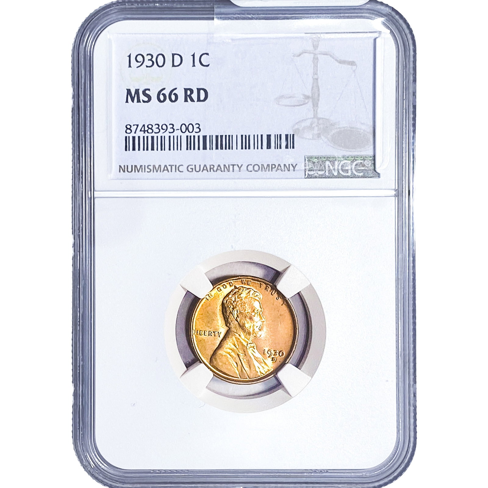 1930-D Wheat Cent NGC MS66 RD: 1930-D Wheat Cent NGC MS66 RD