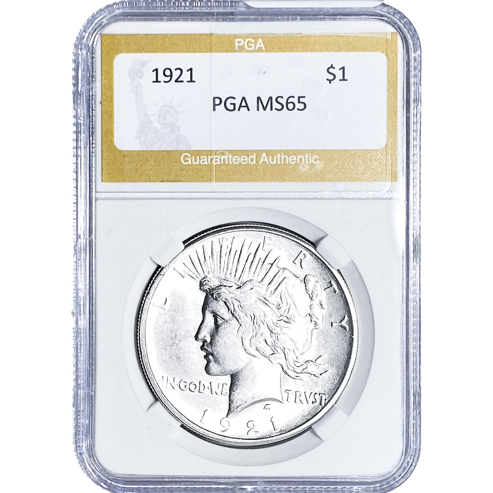 1921 Silver Peace Dollar PGA MS65: 1921 Silver Peace Dollar PGA MS65