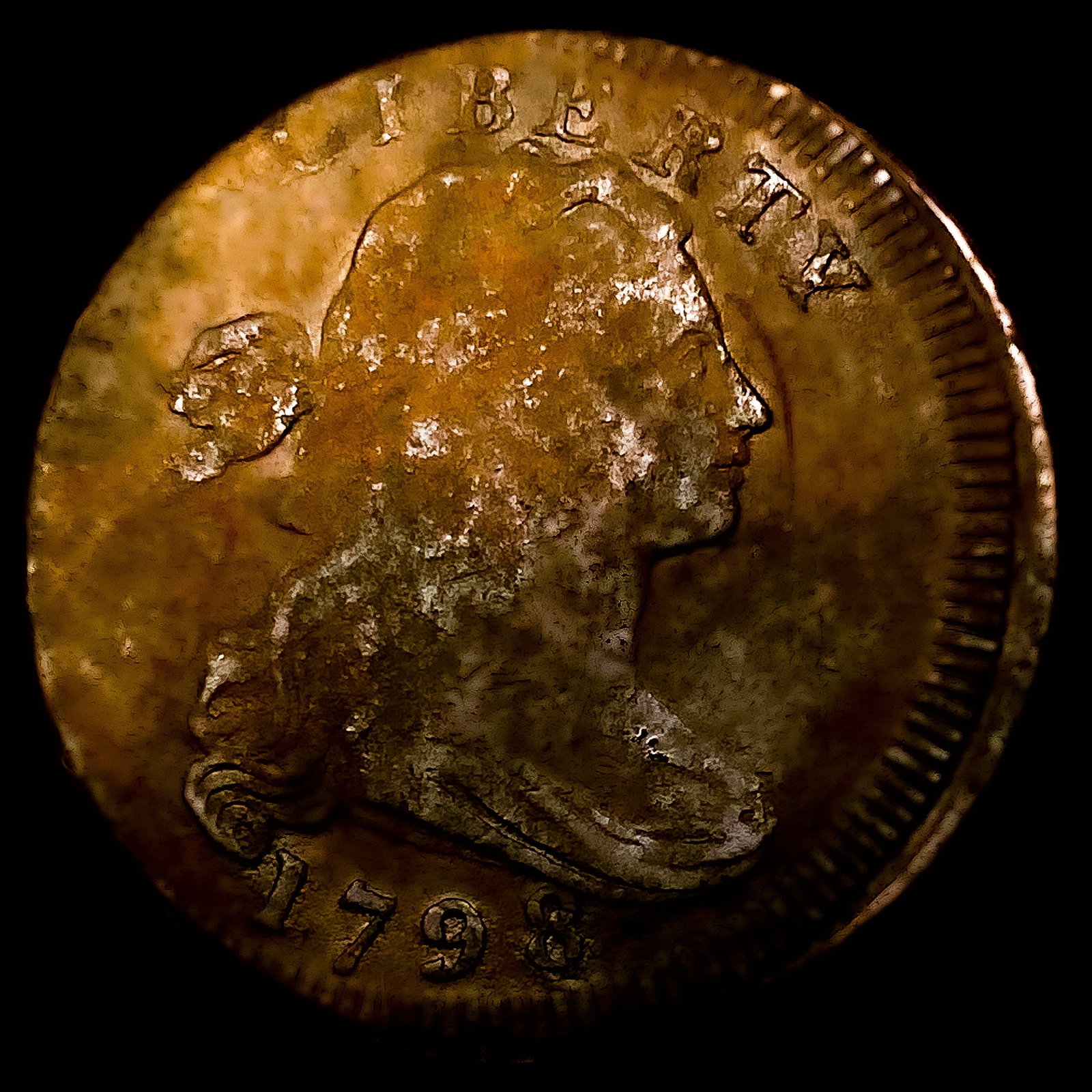 1798 Rev of 76, Off-Center Draped Bust Large Cent (1 of 2)
