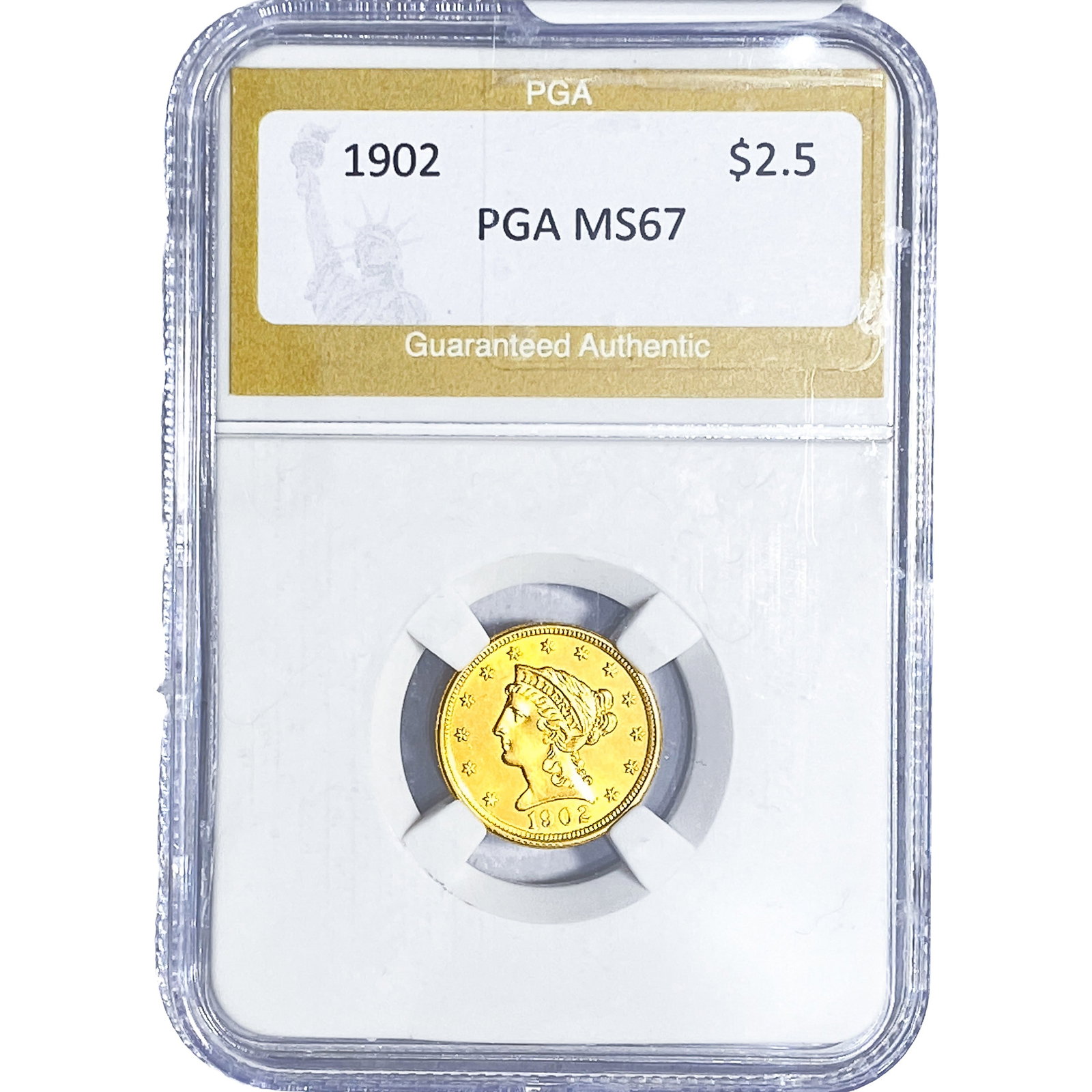 1902 $2.50 Gold Quarter Eagle PGA MS67: 1902 $2.50 Gold Quarter Eagle PGA MS67