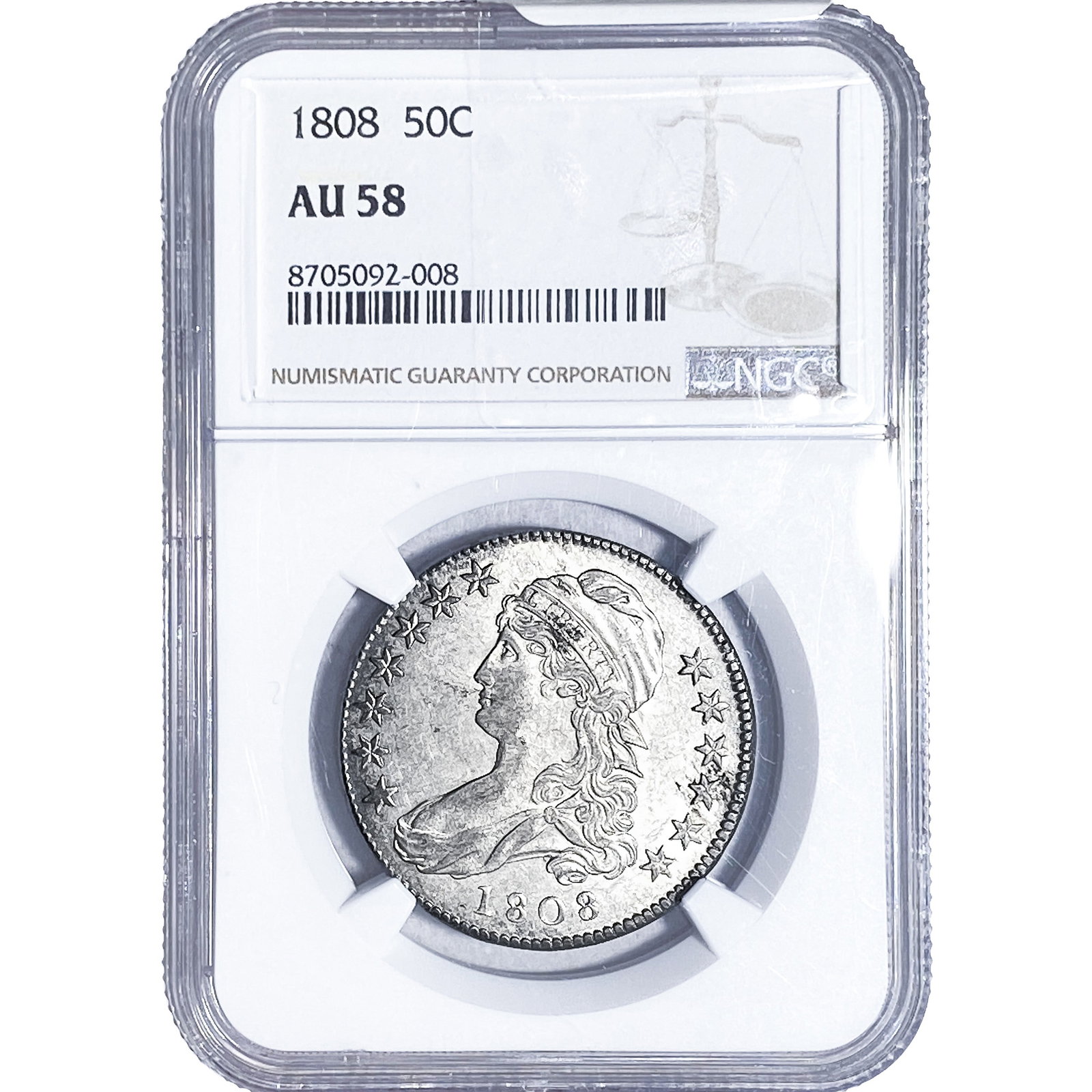 1808 Capped Bust Half Dollar NGC AU58 (1 of 4)