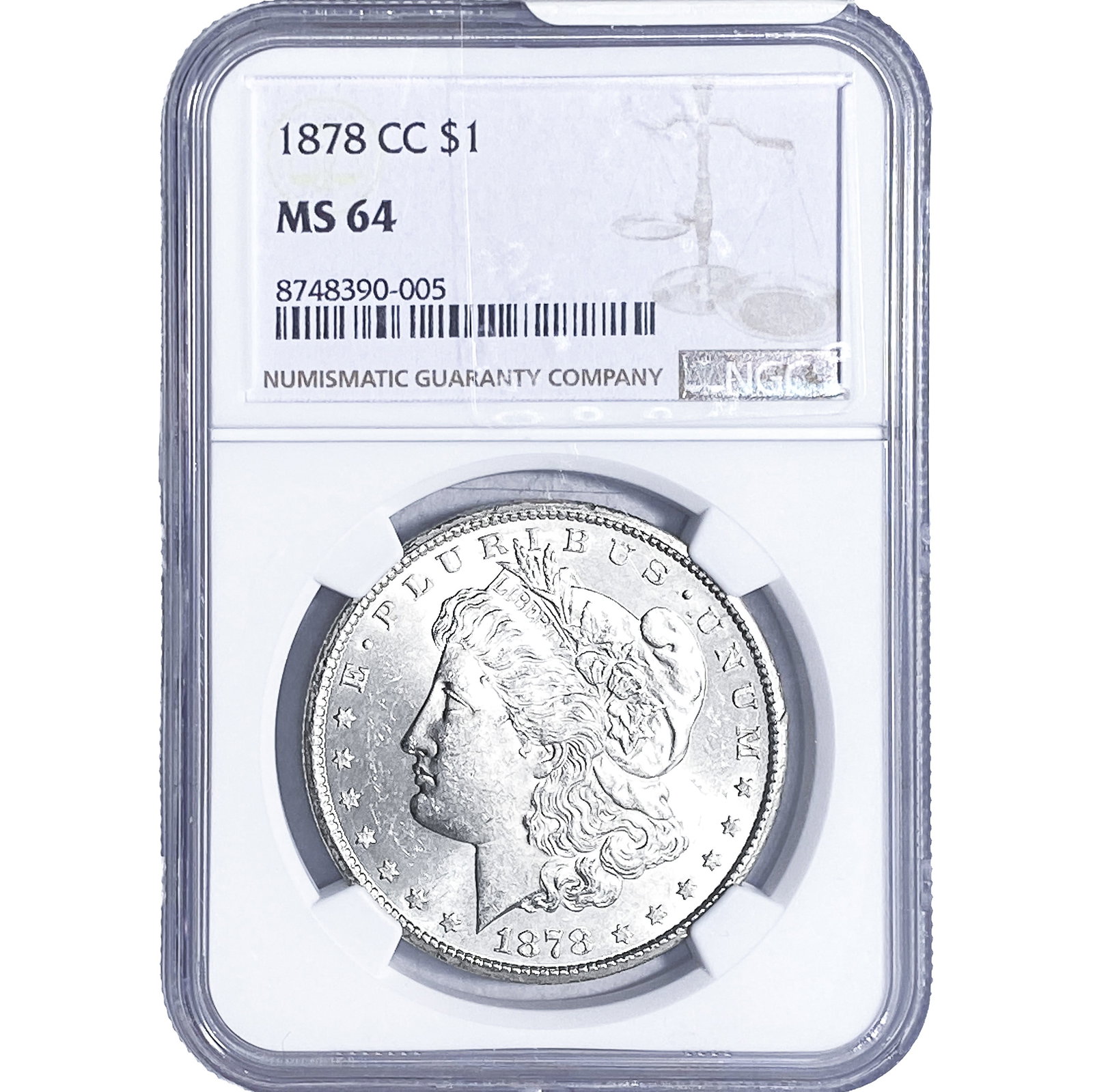 1878-CC Morgan Silver Dollar NGC MS64: 1878-CC Morgan Silver Dollar NGC MS64
