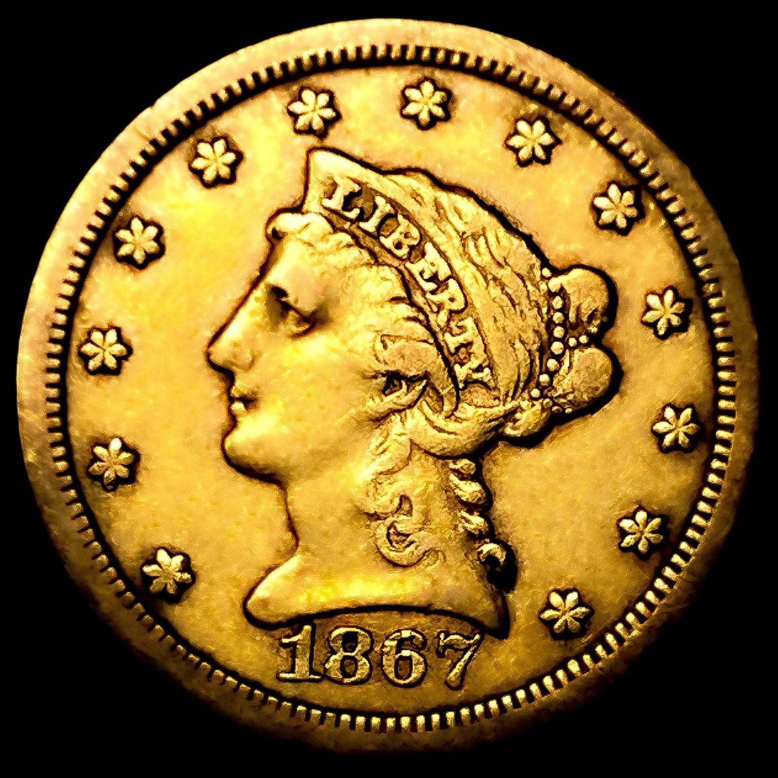 1867-S $2.50 Gold Quarter Eagle: 1867-S $2.50 Gold Quarter Eagle