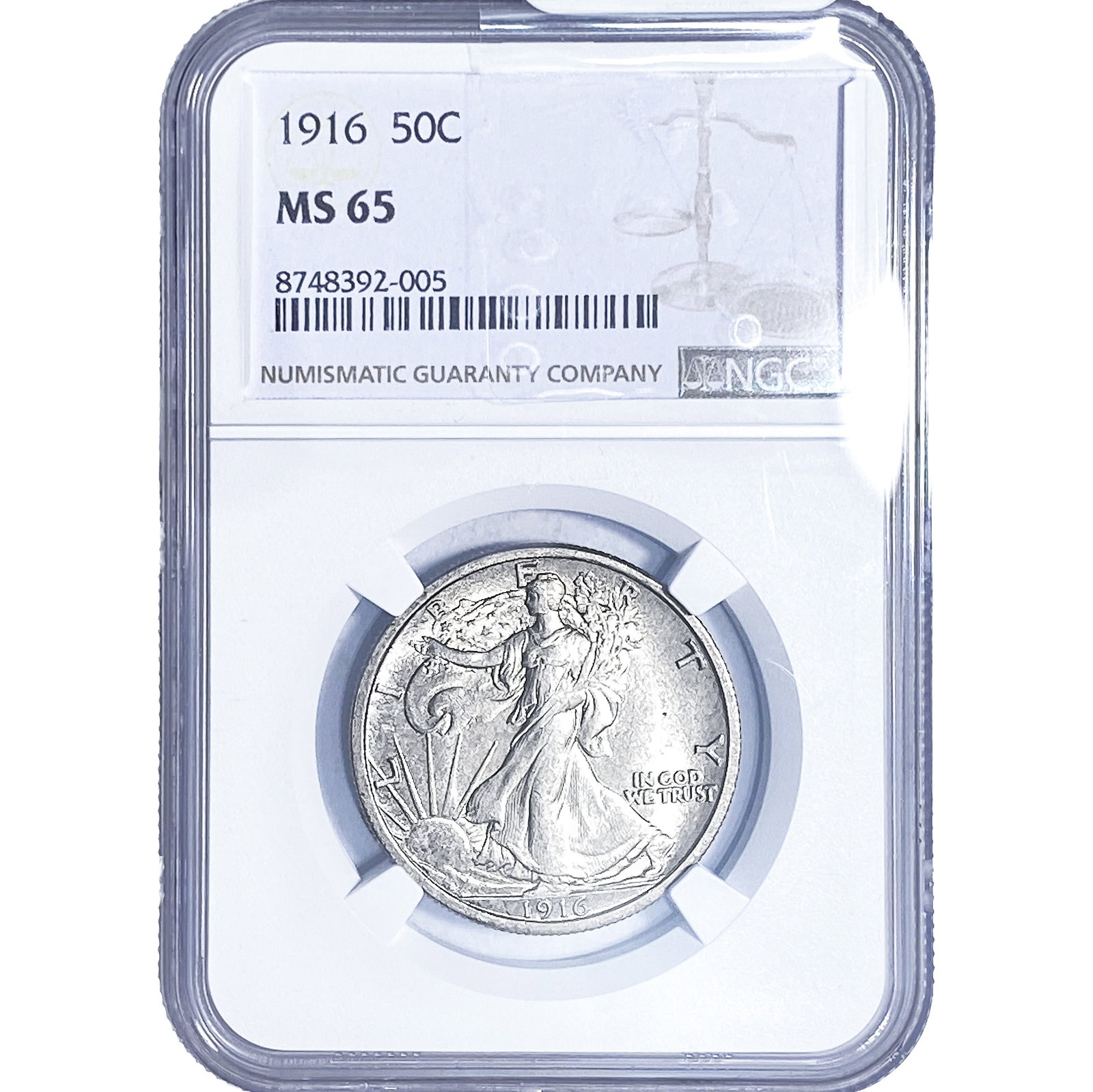 1916 Walking Liberty Half Dollar NGC MS65: 1916 Walking Liberty Half Dollar NGC MS65