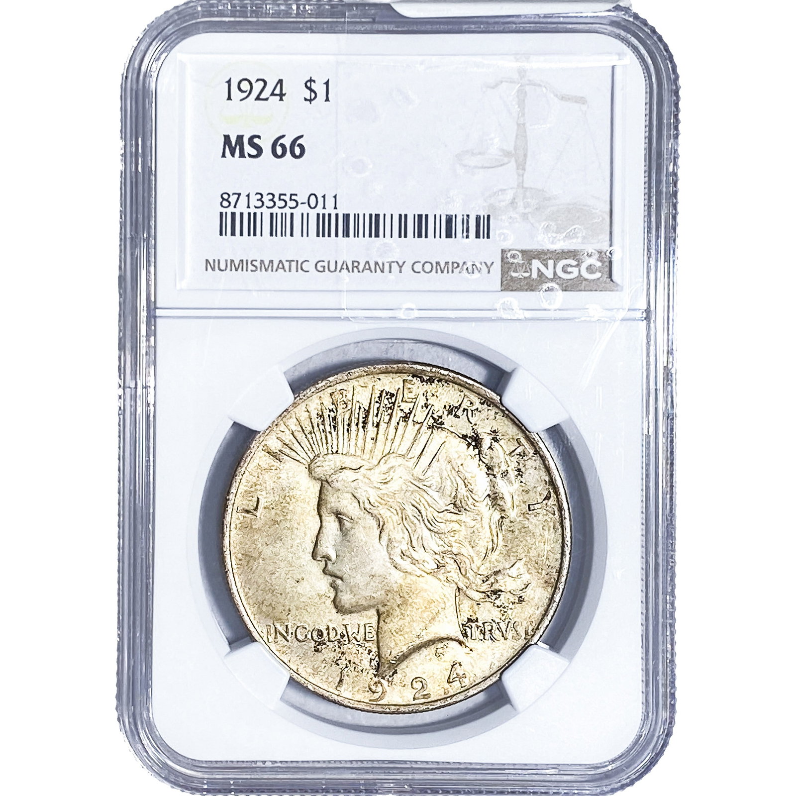 1924 Silver Peace Dollar NGC MS66: 1924 Silver Peace Dollar NGC MS66