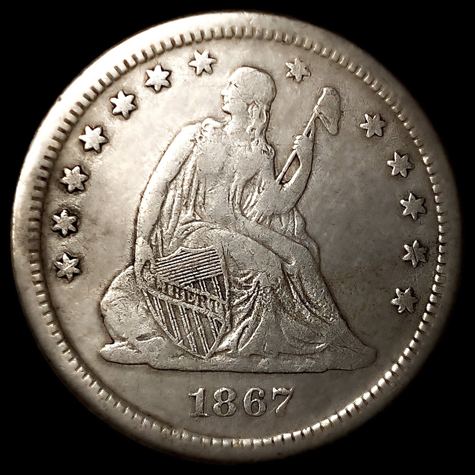 1867-S Seated Liberty Quarter (1 of 2)