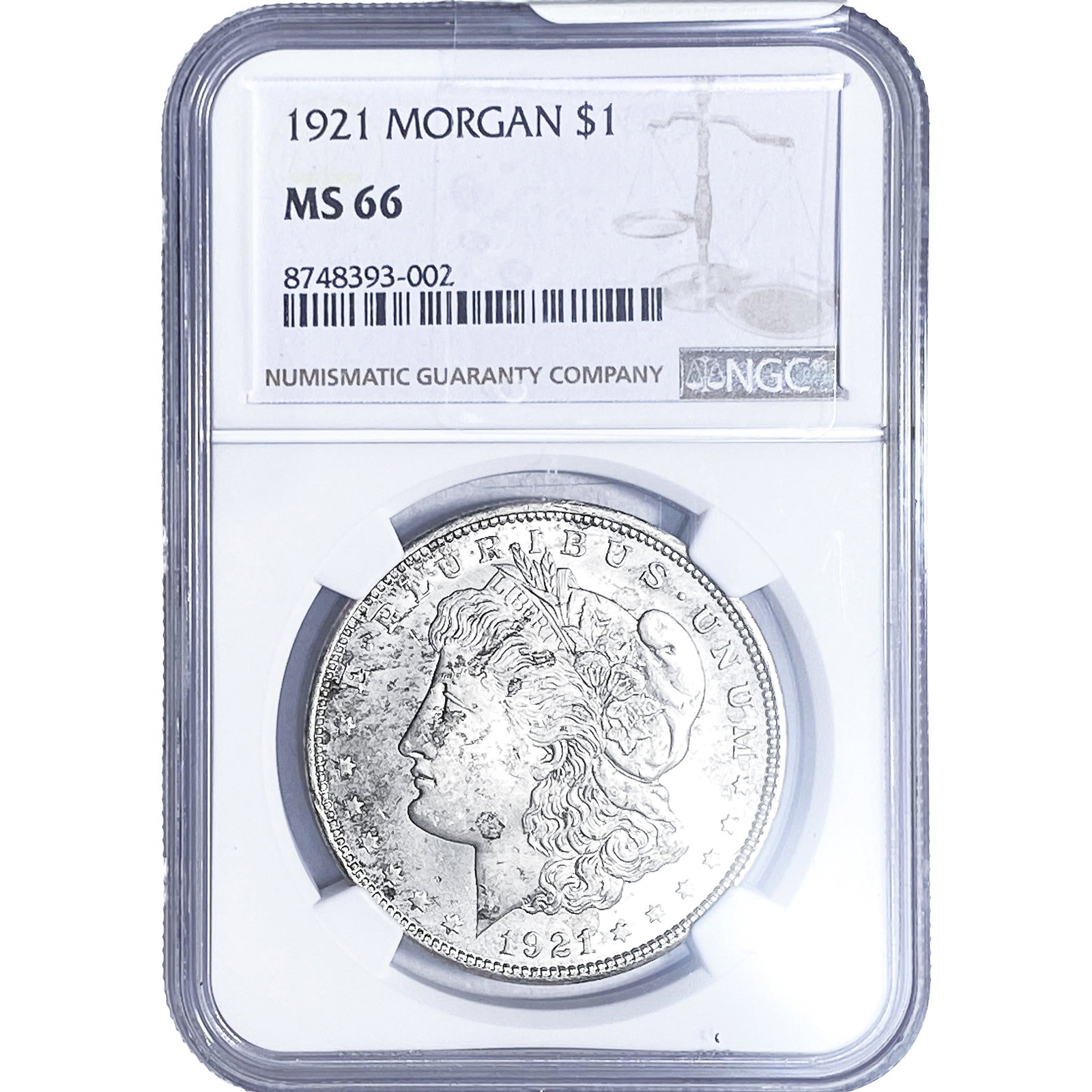 1921 Morgan Silver Dollar NGC MS66: 1921 Morgan Silver Dollar NGC MS66