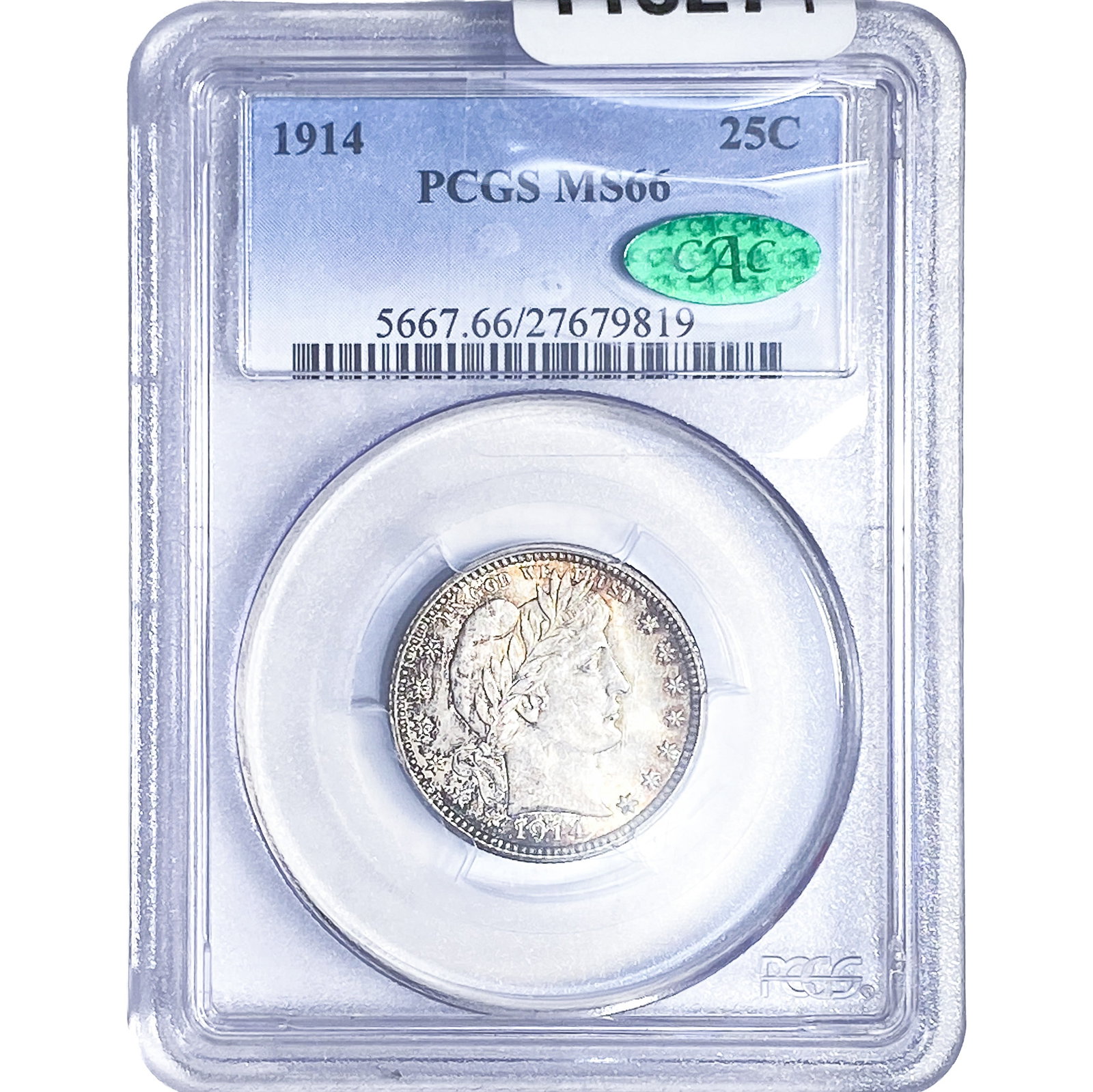 1914 CAC Barber Quarter PCGS MS66: 1914 CAC Barber Quarter PCGS MS66