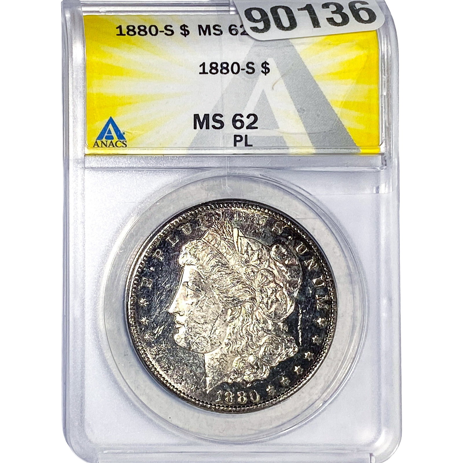 1880-S Morgan Silver Dollar ANACS MS62 PL: 1880-S Morgan Silver Dollar ANACS MS62 PL