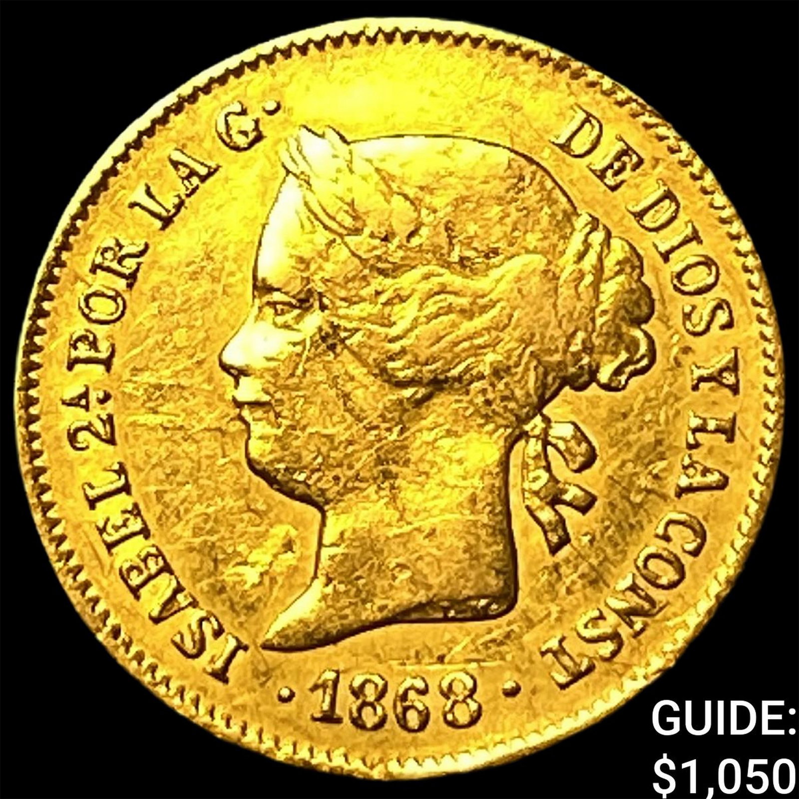 1868 Philippines Gold 1 Peso .0476 AGW: 1868 Philippines Gold 1 Peso .0476 AGW