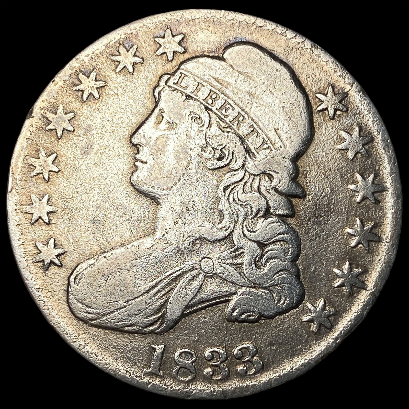1833 Capped Bust Half Dollar 50C LIGHTLY CIRCULATED: 1833 Capped Bust Half Dollar 50C LIGHTLY CIRCULATED