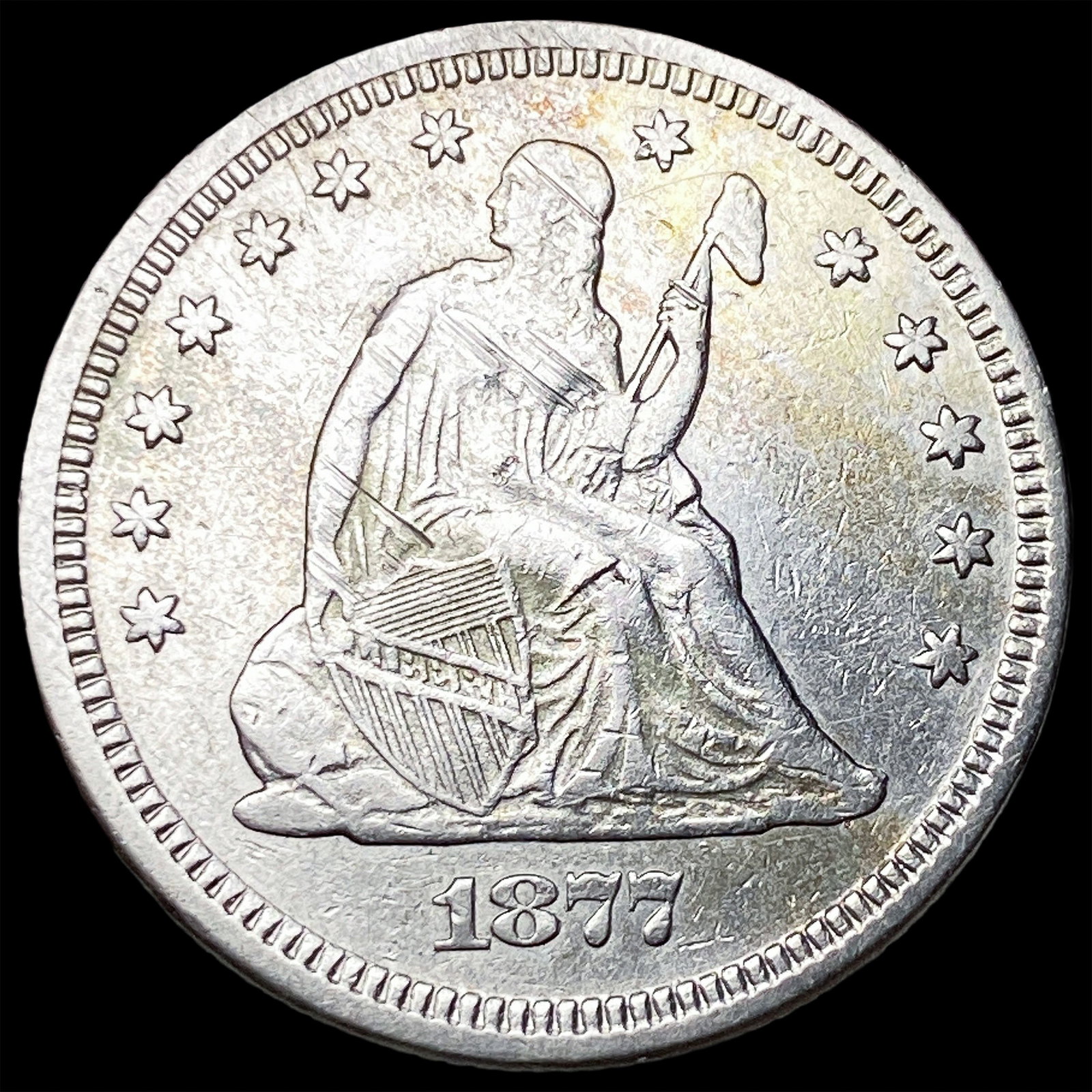 1877 Seated Liberty Quarter NEARLY UNCIRCULATED: 1877 Seated Liberty Quarter NEARLY UNCIRCULATED