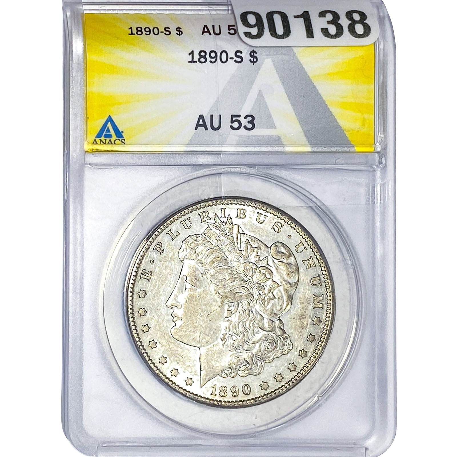 1890-S Morgan Silver Dollar ANACS AU53: 1890-S Morgan Silver Dollar ANACS AU53