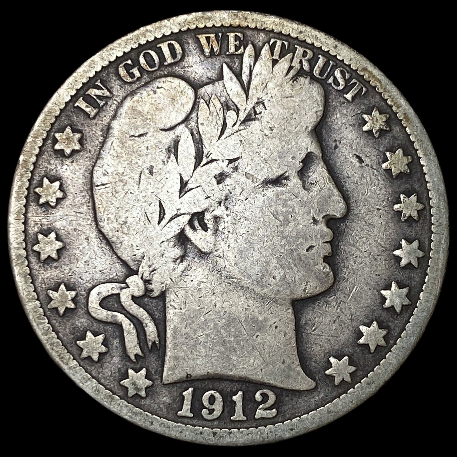 1912-D Silver Barber Half Dollar NICELY CIRCULATED: 1912-D Silver Barber Half Dollar NICELY CIRCULATED