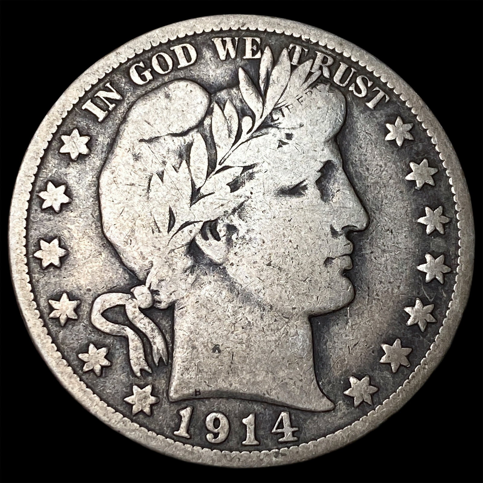 1914-S Silver Barber Half Dollar NICELY CIRCULATED: 1914-S Silver Barber Half Dollar NICELY CIRCULATED