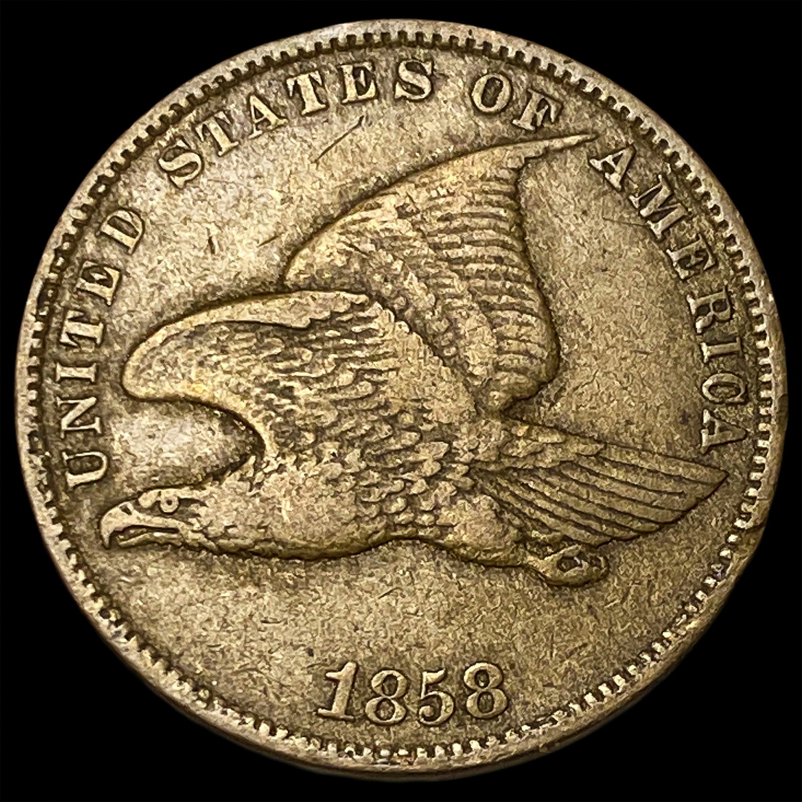 1858 Copper-Nickel Flying Eagle Cent ABOUT UNCIRCULATED: 1858 Copper-Nickel Flying Eagle Cent ABOUT UNCIRCULATED