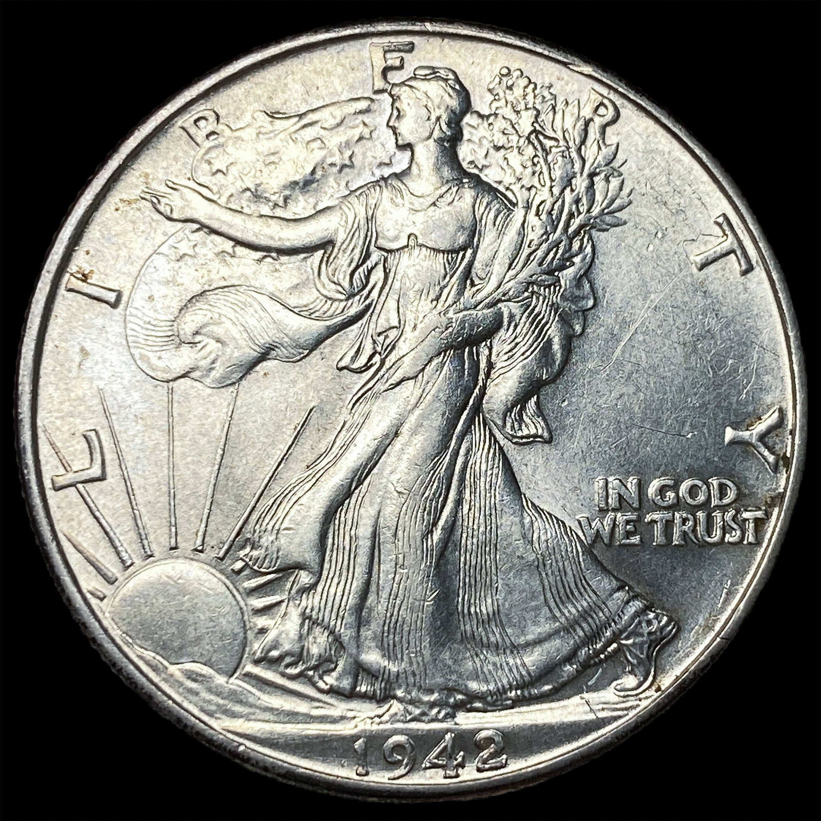 1942 Walking Liberty Half Dollar CLOSELY UNCIRCULATED: 1942 Walking Liberty Half Dollar CLOSELY UNCIRCULATED