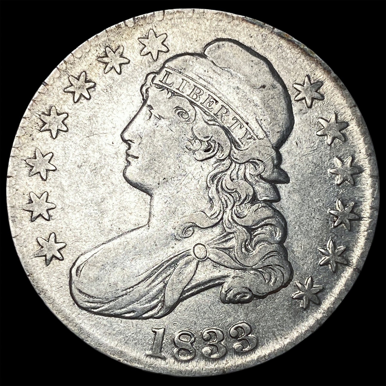 1833 Capped Bust Silver Half Dollar NEARLY UNCIRCULATED: 1833 Capped Bust Silver Half Dollar NEARLY UNCIRCULATED