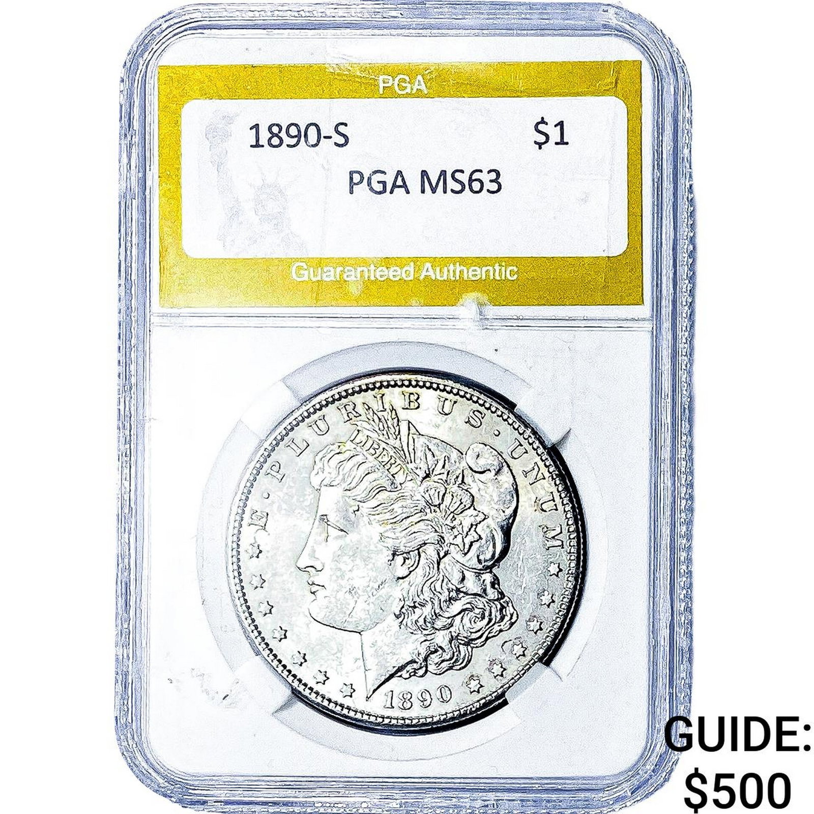 1890-S Morgan Silver Dollar PGA MS63: 1890-S Morgan Silver Dollar PGA MS63